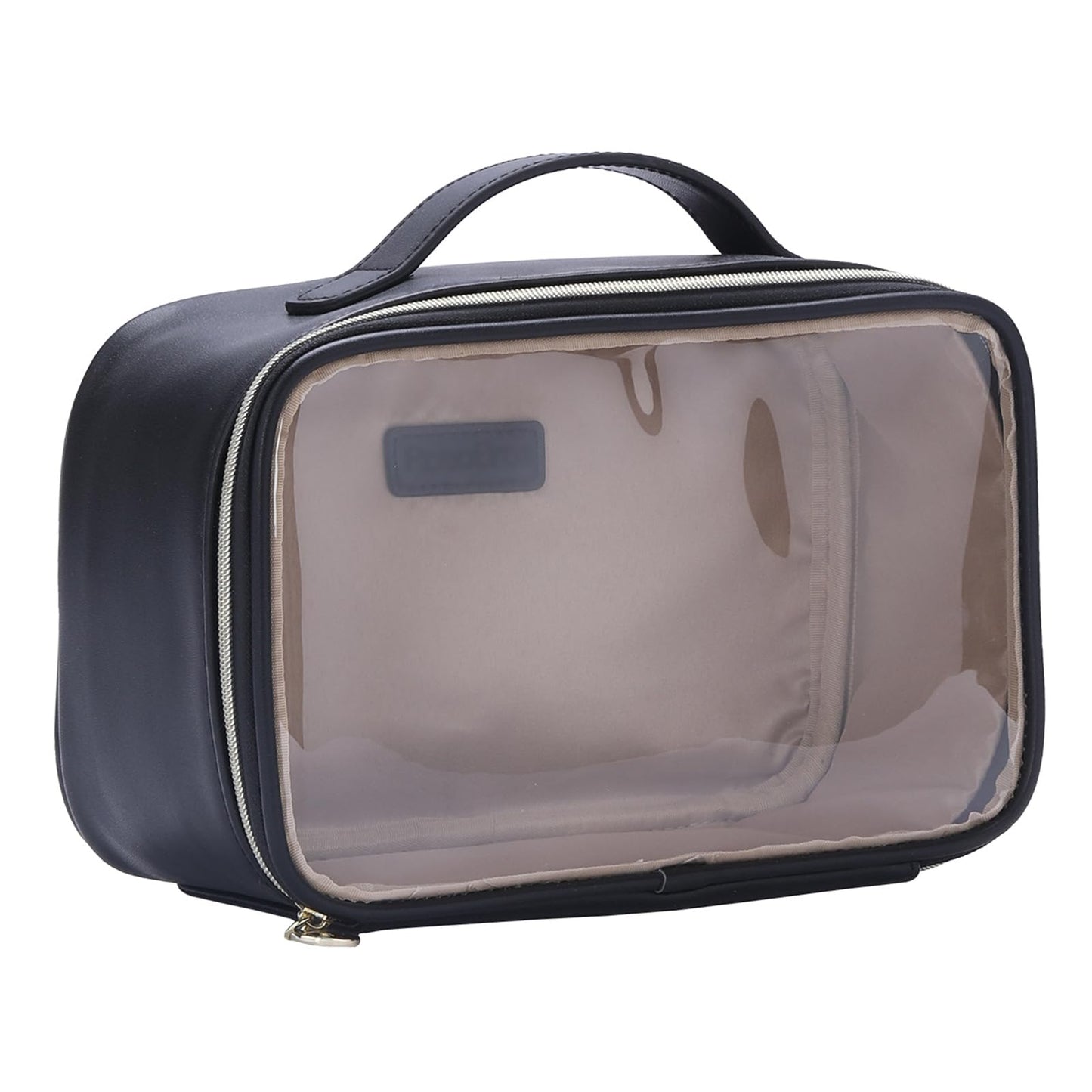 Large Cosmetic Bag with Hanging,Clear Makeup Organizer Bag for Travel,Toiletry Bag for Women,Black