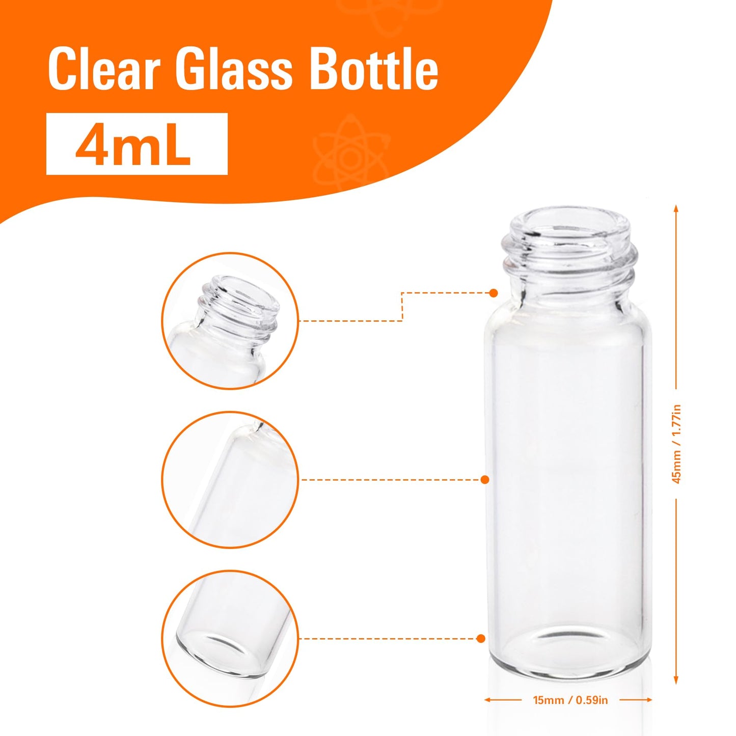 PEKYBIO 20 PCS 4ml Borosilicate Glass Vials with Caps