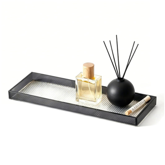 13.4"x4.3"Black Bathroom Trays for Counter,Long Narrow Tray countertop,Small Acrylic Trays for Vanity Makeup Storage,Coffee Table Organizer,Kitchen Tray,Decorative Perfume Tray for Dresser