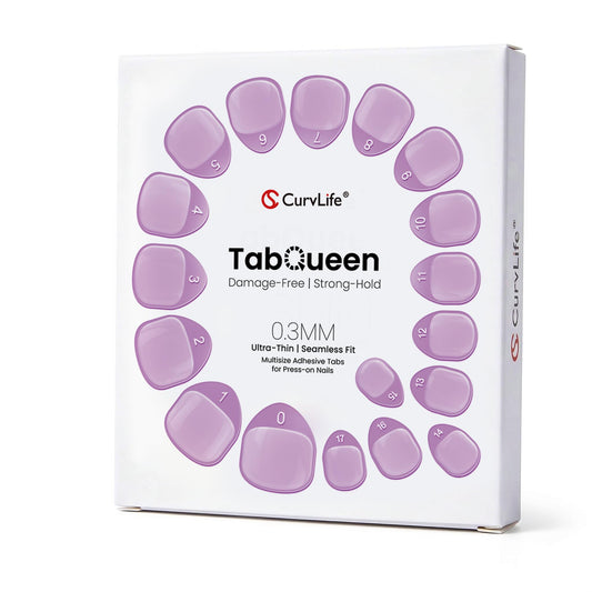 Curvlife TabQueen Strong Hold Nail Adhesive Tabs for Valentine Press On Nails – 20 Sheets 360pcs 18 Sizes, 0.3mm Ultra Thin Waterproof Breathable Nail Glue Stickers, Daily Wear and Gentle Removal