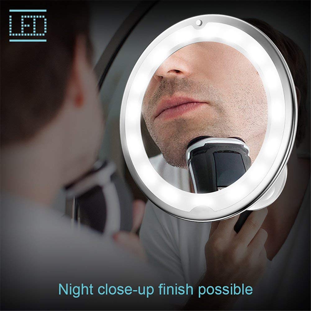 Imikoko Flexible Gooseneck LED Light Makeup Mirror, 10X Magnifying Makeup Mirror with Locking Suction Cup, Diffused Light and 360° Swivel