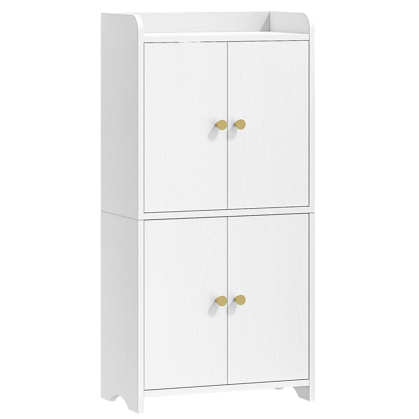 HEXCELEN Small Storage Cabinet, Bathroom Storage Cabinet with 4 Doors, Floor Bathroom Organizer Freestanding for Small Spaces, Living Room, Kitchen, Entryway (Modern Minimalism, White)