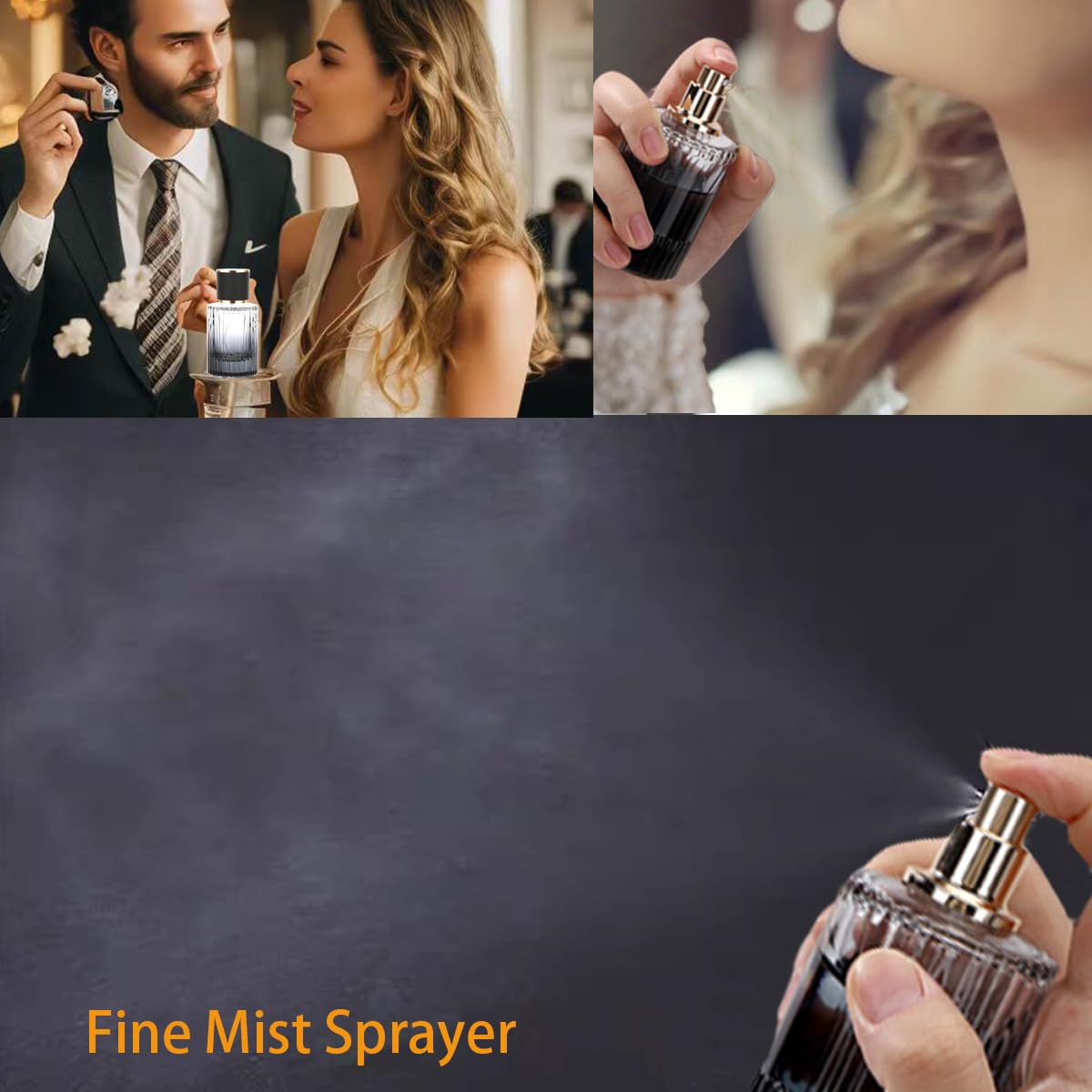Rowcay 6 Pcs Travel Perfume Bottles Set,30ml Gradient Color Refillable Portable Glass Atomizers with Funnel and Dropper, Fine Mist Spray for Women Men Dispenser Fragrance Container Set (Black)
