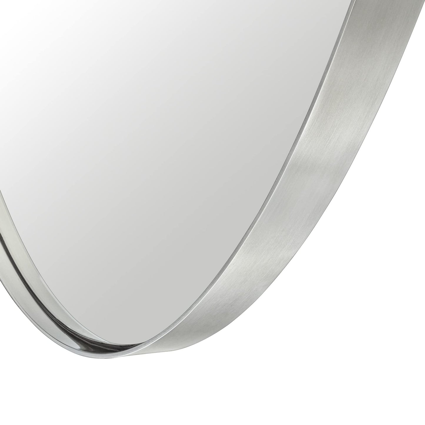 EGHOME Brushed Nickel Oval Recessed Bathroom Medicine Cabinet with Mirror Stainless Steel Metal Framed Oblong Pill Shaped Bathroom Cabinet with Mirror 16x33''