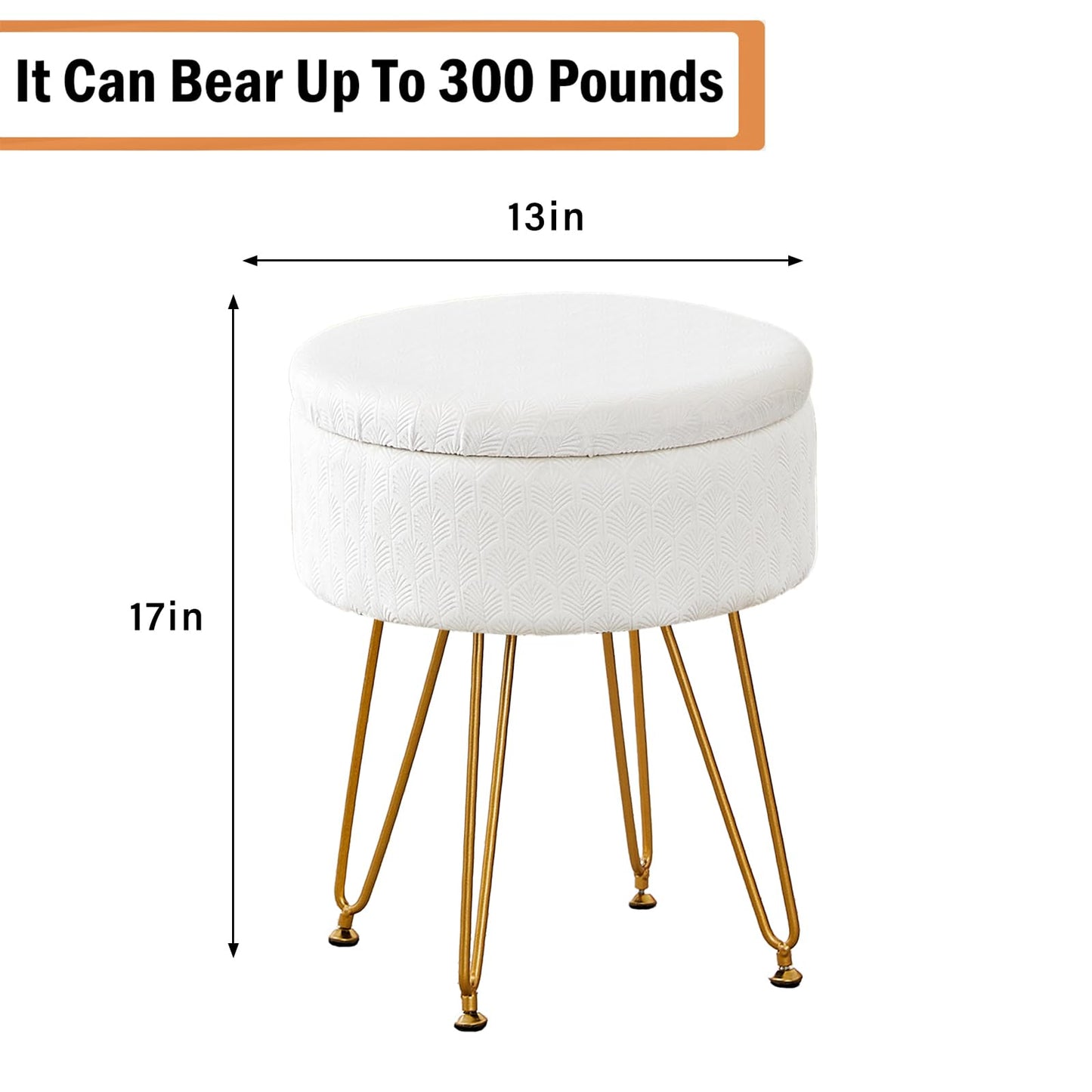 Cpintltr Velvet Storage Ottoman Round Footrest Stool Multifunctional Upholstered Ottoman Modern Accent Vanity Stools Tray Top Coffee Table Suitable for Living Room Bedroom Entryway Cream
