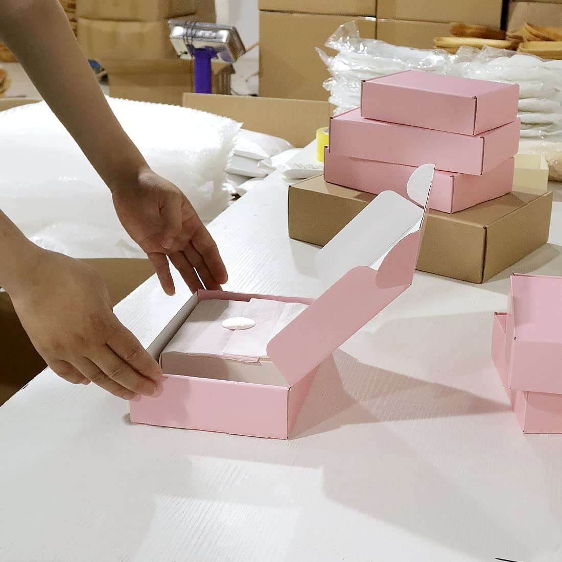 DERZIFUN 30 Pack 9x6x2 Inch Corrugated Shipping Boxes Small, Pink Shipping Mailing Boxes for Packaging, Recyclable Cardboard Box Mailers Small Business