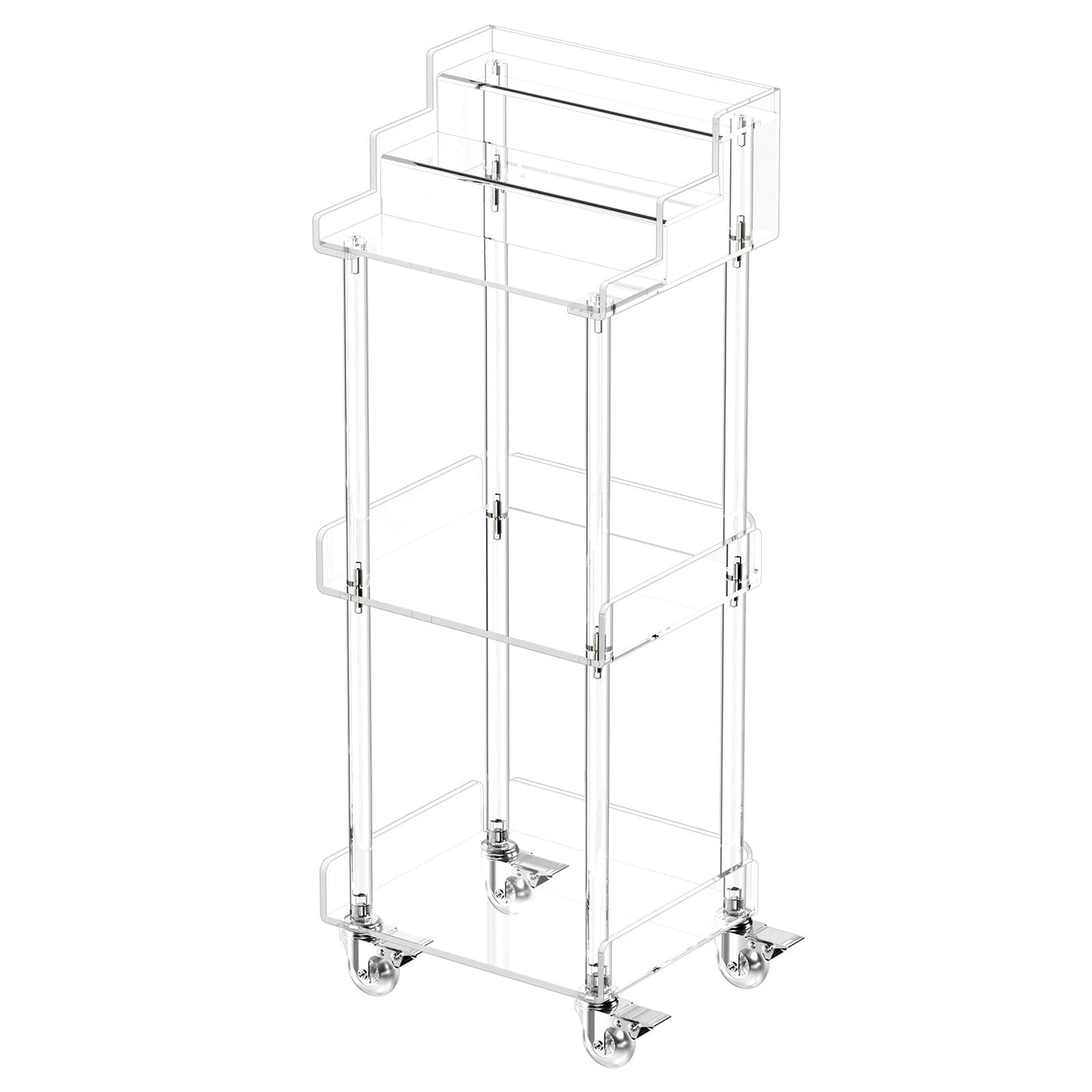 Aquiver Acrylic Makeup Storage Cart, Cosmetic Display Case Vanity Cart