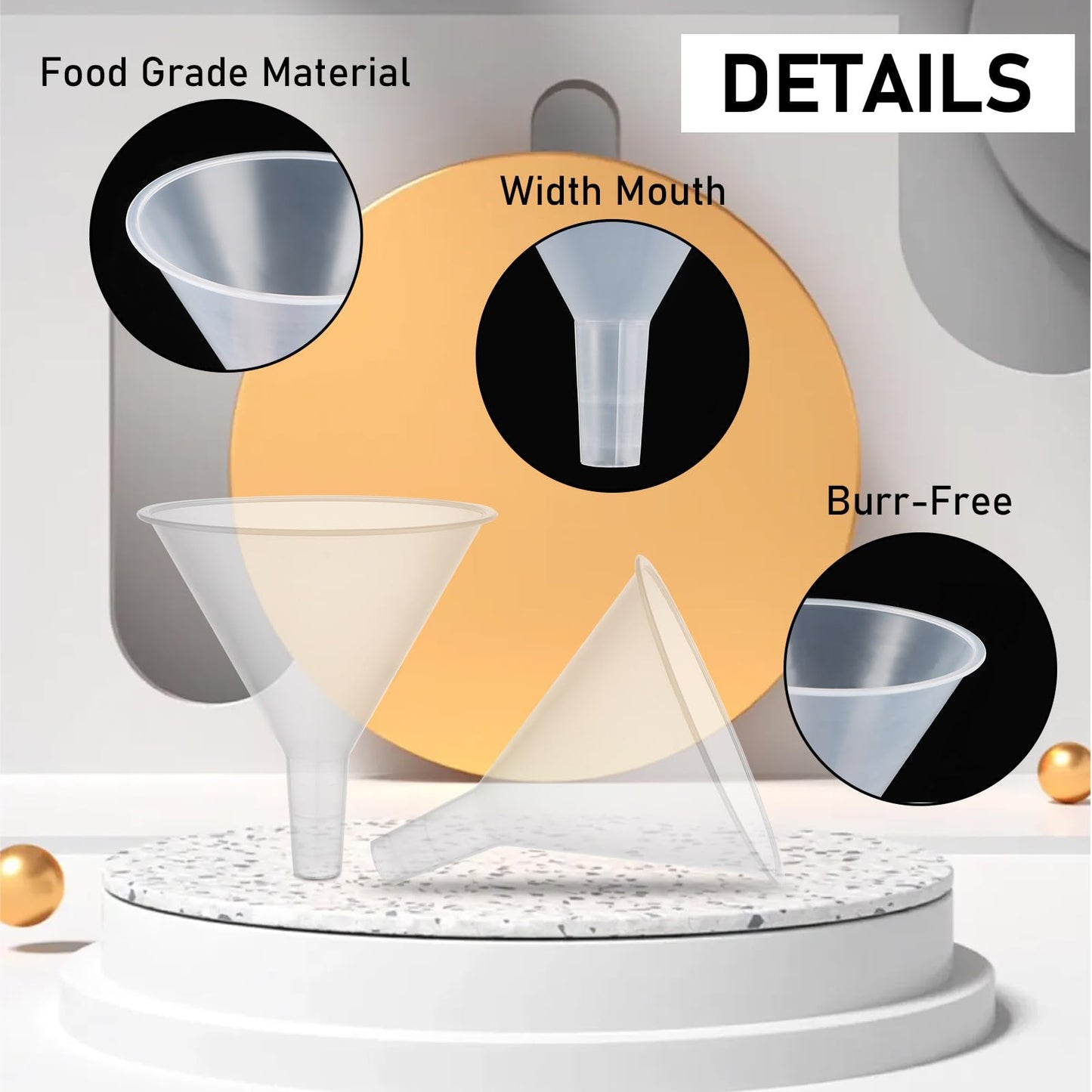 RHBLME 20 Pack Multipurpose Funnels for Kitchen Use - 4.6 Inch Wide Mouth Funnel with Long Reaching Spout for Powder, Liquid and More