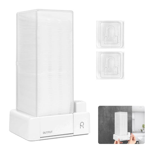 Aukiron Automatic Cotton Pad Holder, Square Press Out Cosmetic Cotton Makeup Removers Pad Holder, Makeup Organizer Container Dispenser Storage Display Rack (White)