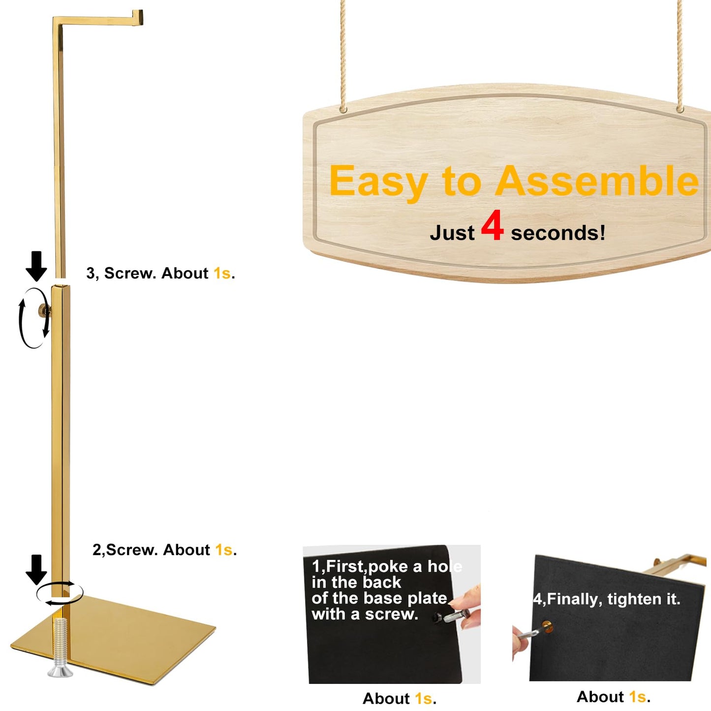 K KAIDIYIN Gold Purse Display Stand, 2 Pack Handbag Display Stand Adjustable Height Stainless Steel Stability Non-slip Base,22lbs Large Bags Display Rack Luxury Purse Holder for Table Retail Closet