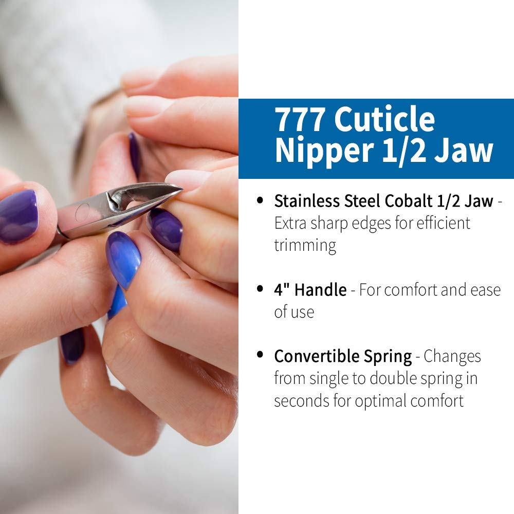 Mehaz Cuticle Nipper 777, 1/2 Jaw, Stainless Steel Cobalt with 4" Handle