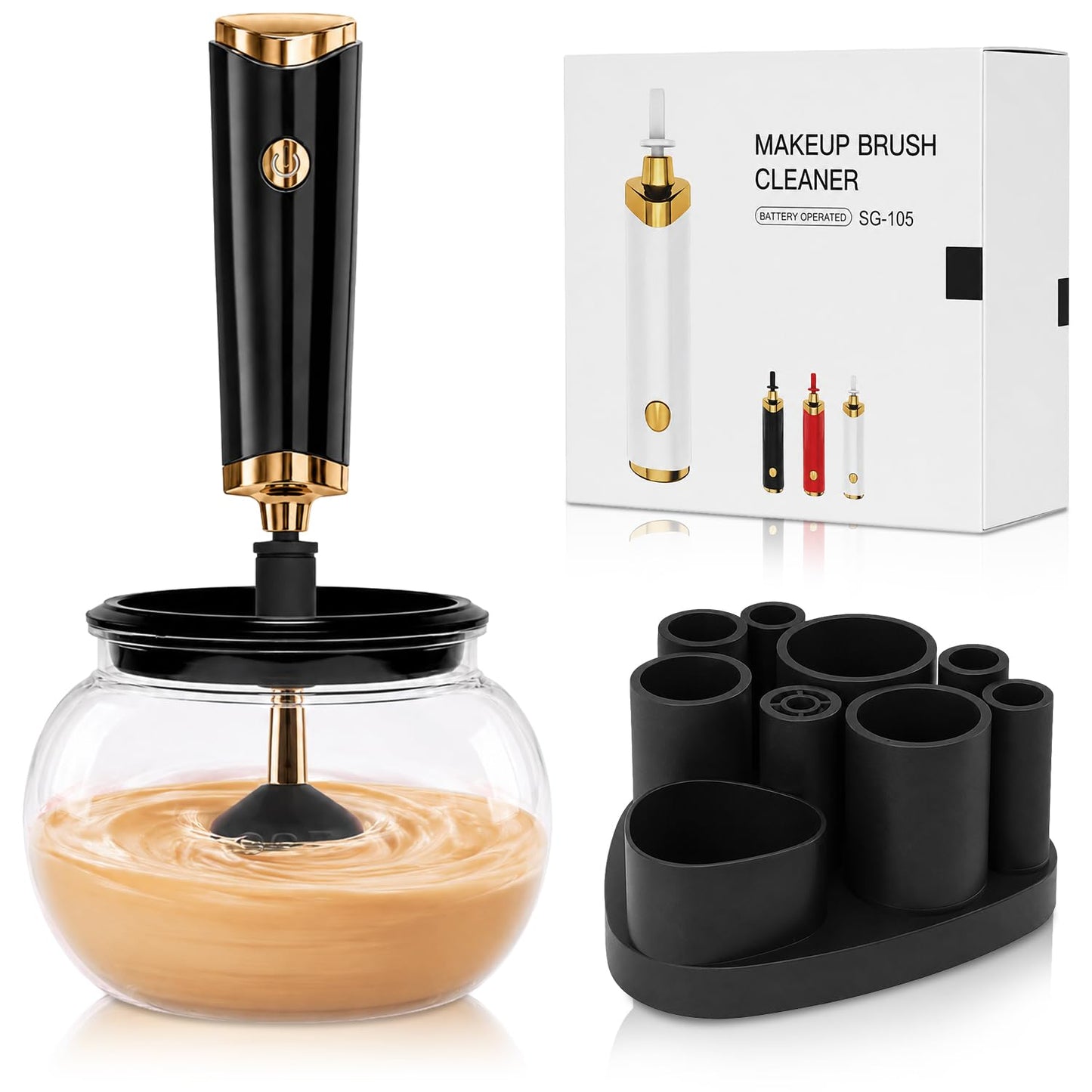 Electric Makeup Brush Cleaner and Dryer Machine - black