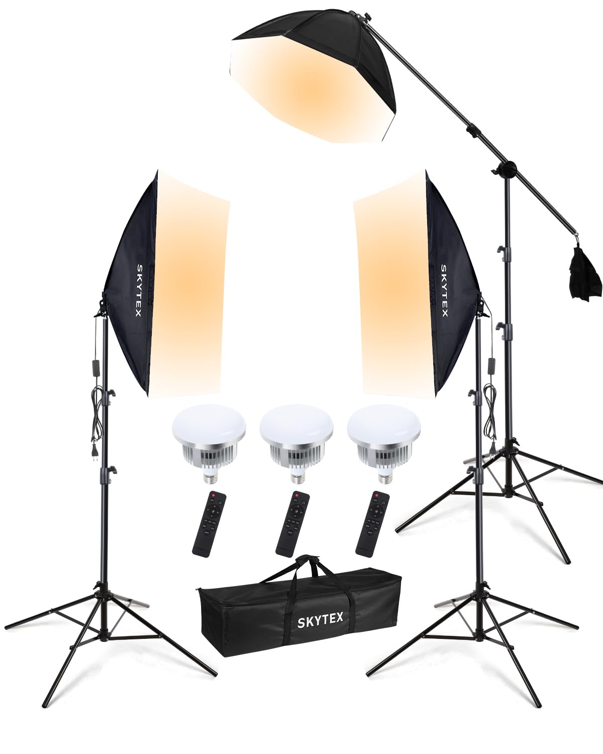 Skytex Softbox Lighting Kit 3Pack 20x28in Soft Box|28in Octa Softbox|85W 2700-6400K E27 LED Bulb Continuous Photography Lighting, Studio Lights Equipment for Photo Shooting, Video Recording