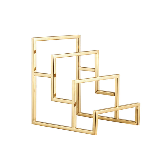 Elitnus Gold Clutch Purse Display Stand - 3 Steps Clutch Handbag Holder Purse Closet Organizer - Wallet Displays Rack for Boutique Store - Purse Stands for Display (Polished Gold)