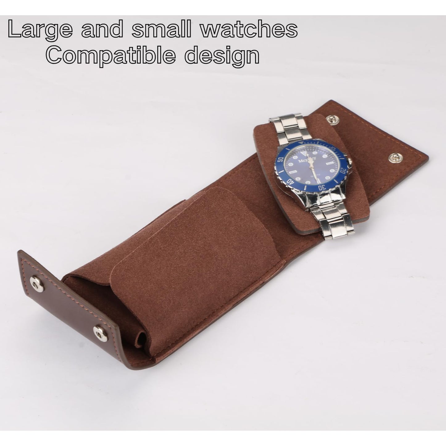 HUYUTAWE Watch Travel Pouch Portable Organizer - Luxury Watch Case Travel Recycled Leather Storage and Display for Men and Women (Single,Coffee)
