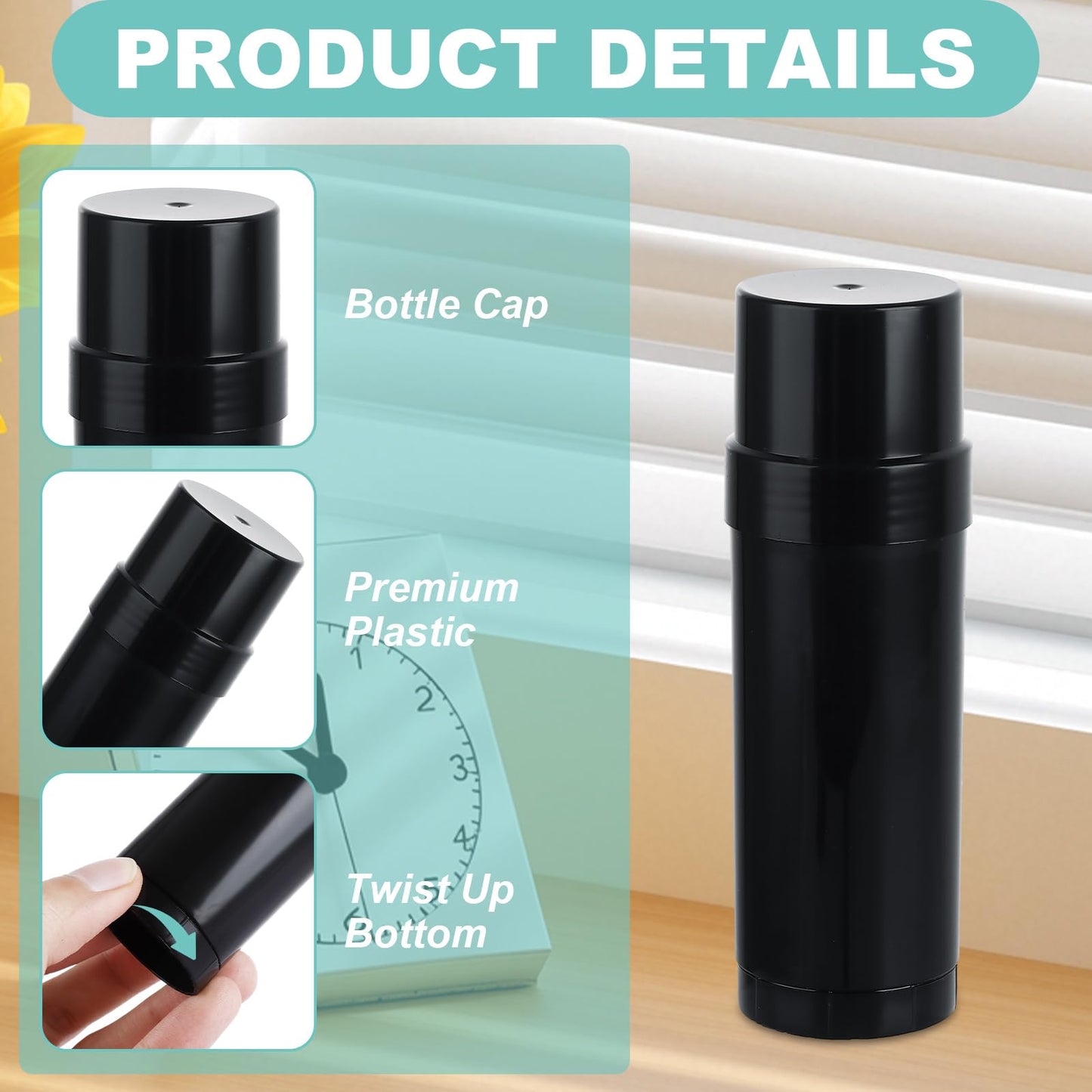 LDHHYH 30 Pack 60ml / 2oz Deodorant Containers Empty, Empty Lip Balm Tubes, Twist Up Stick Tube, Refillable Plastic Deodorant Holder Tube for Homemade Lipstick Sunscreen Balm Lotion Bar – Black