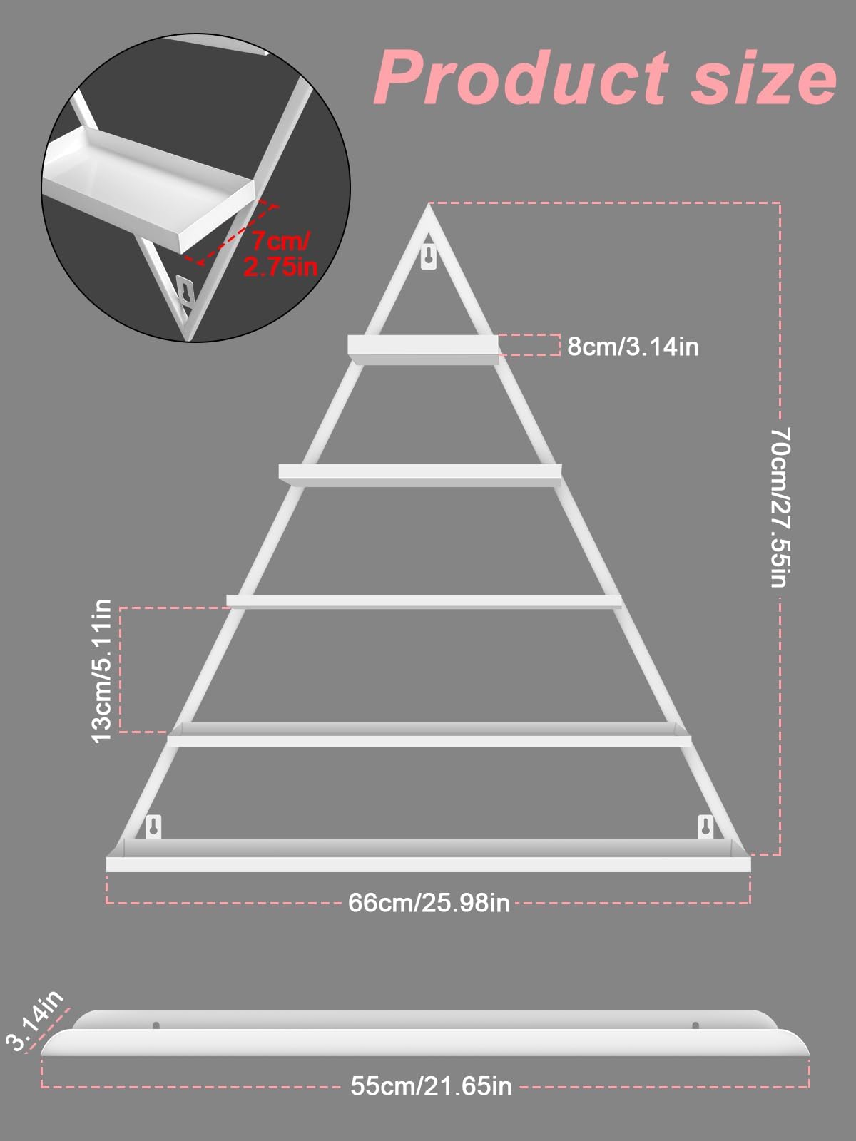 EBANKU 10PCS Nail Polish Racks 5 Tiers Nail Polish Shelf for Wall Triangular Display Rack Cosmetic Display Cases Lipstick Perfume Wall Shelf Essential Oil Organizers for Home Spa Nail Salon(White)