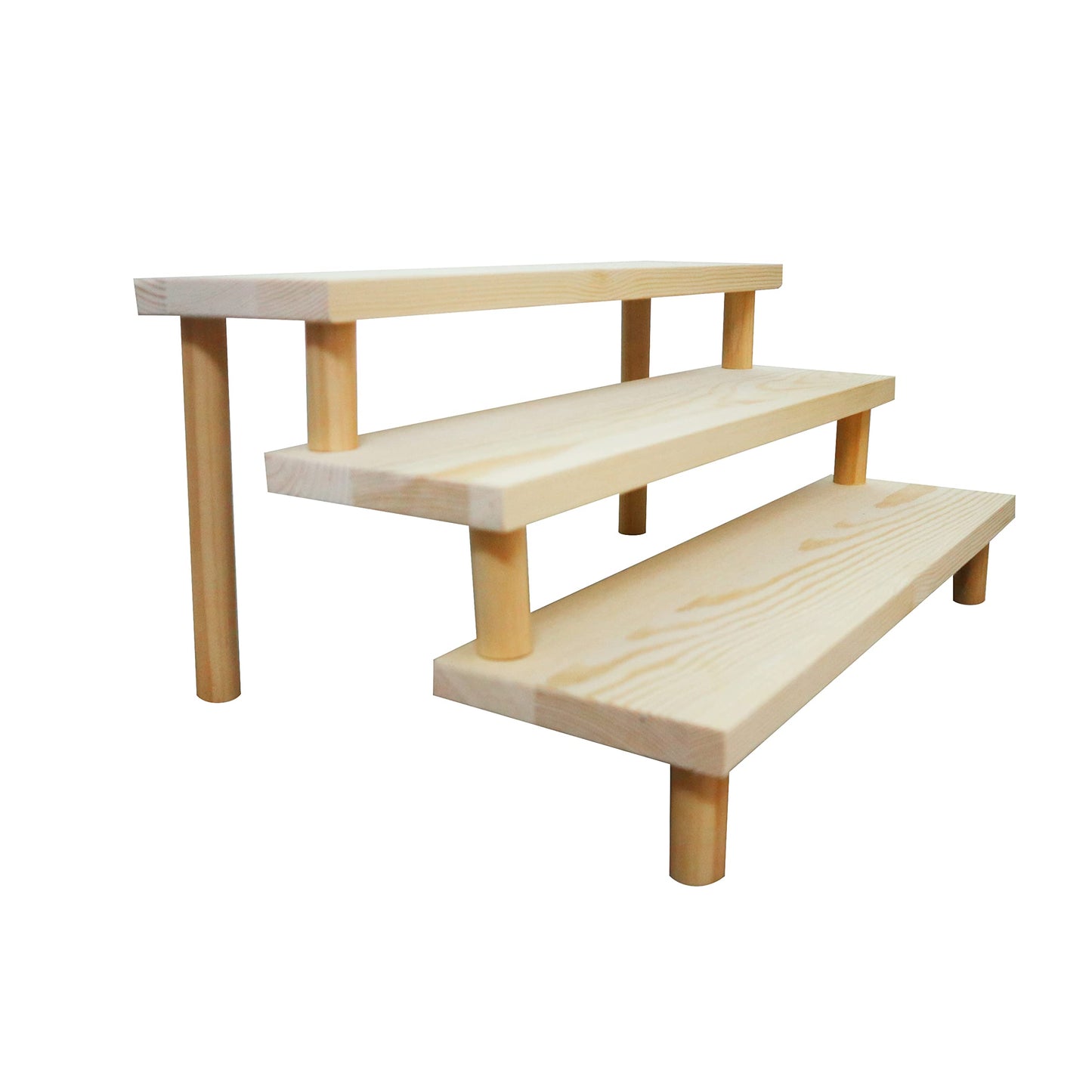 NAJMECHOY Figure Display Riser Thick Wooden Shelf Thick Support Legs Display Resin Figure Cupcake Cups for Collectibles Retail Display Stand (3 Tiers)