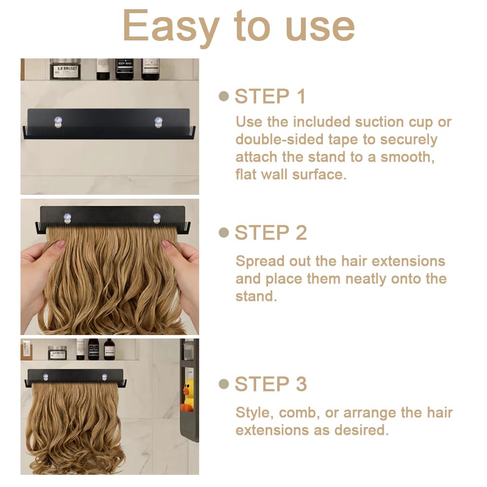Hair Want Hair Extension Holder Stainless Steel Hair Extension Hanger Organizer Rack for Styling Hair Hanger Tool for Washing, Coloring and Blow-Drying of Weft, Clip-In, Tape-In Extensions