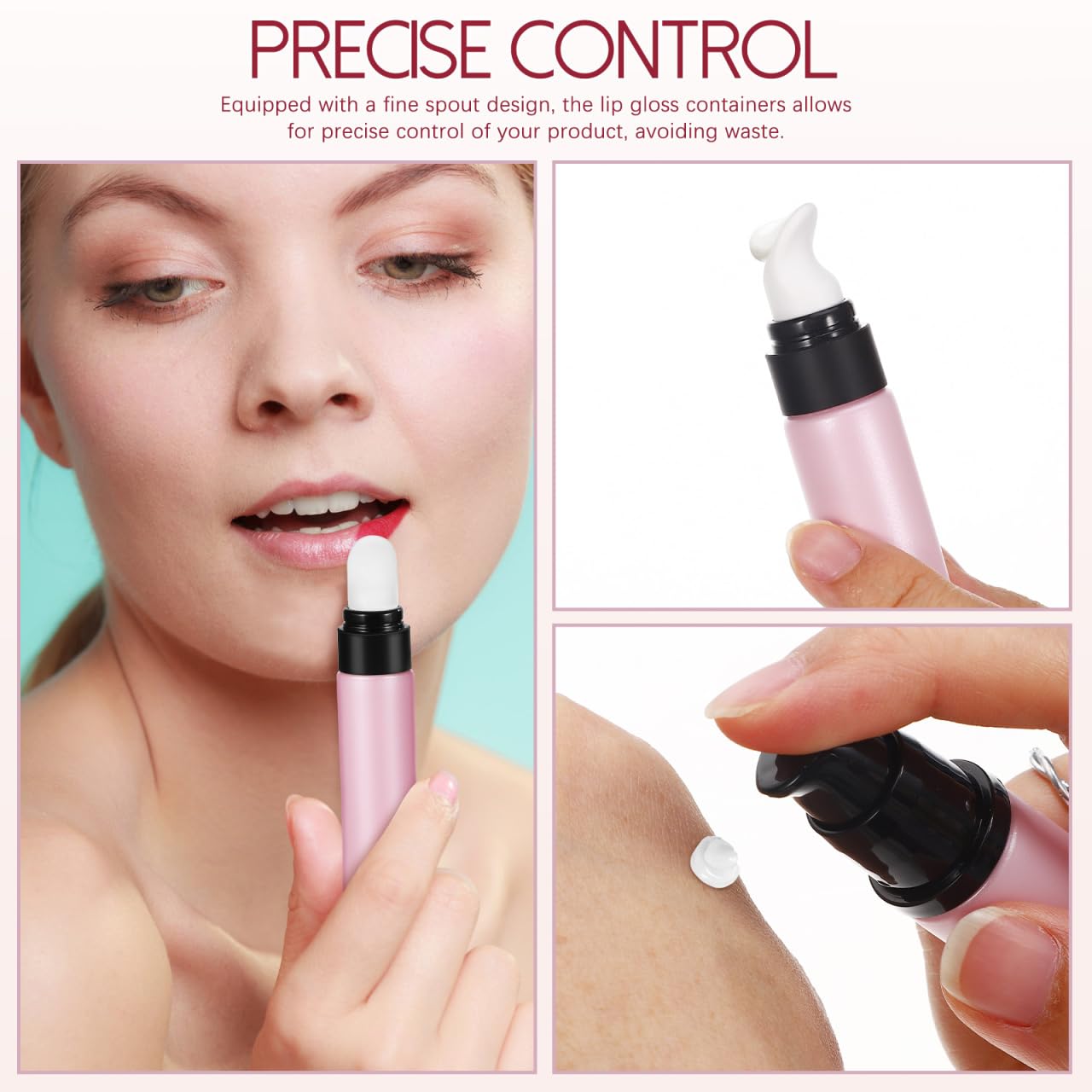 Didiseaon 2Pcs Empty Soft Squeeze Tubes, 20g Essential Oil Roller Ball Tube with Ceramic Cover & Pump Head for Lip Gloss