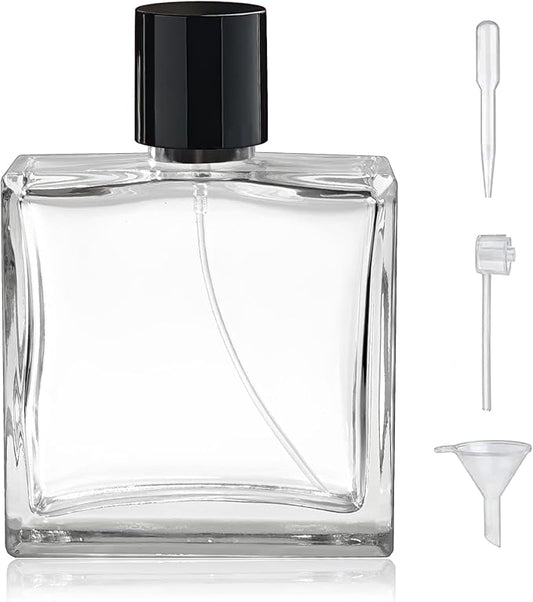 100ml/3.4 Oz Glass Spray Bottle Perfume Atomizer,Empty Refillable Perfume Spray Bottle with 3 Kinds of Dispenser (A4)