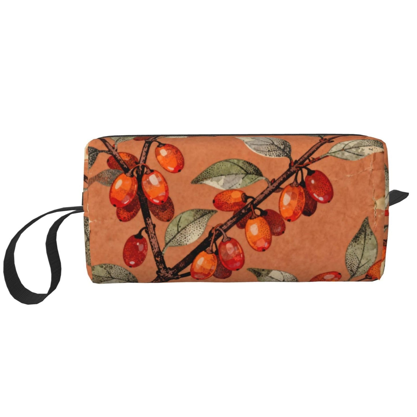 OLUSENMO Dogwood Berries Makeup Bag Organizer Compact & Durable Berry Travel Cosmetic Bag Oxford Fabric Impact-Resistant Multi-Purpose Storage Perfect for Travel, Gym, Daily Use
