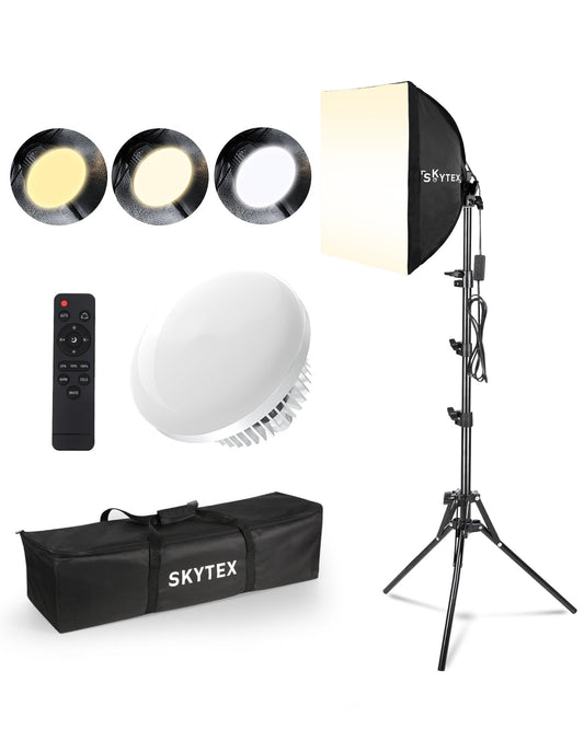 Skytex Softbox Lighting Kit 16x16in Soft Box 1Pack Upgrade 135W 2700-6400K 100V-240V E27 LEDBulb Continuous Photography Lighting,Photo Studio Light Equipment for Camera Shooting Video Recording