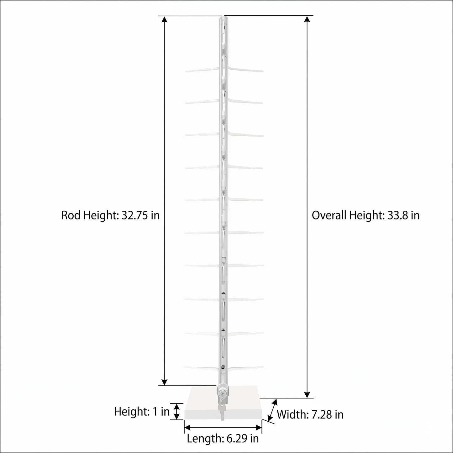 Modular Locking Optical Display – Countertop Rack – Steel & Plastic – Secure Retail and Sunglass Display (30 Frame Capacity)