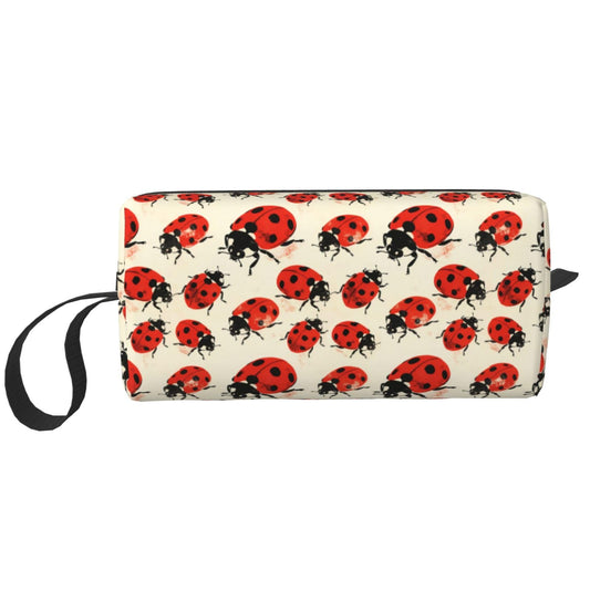 OLUSENMO Vintage Ladybug Makeup Bag - Durable 600D Oxford Fabric, Impact-Resistant & Compact, Travel Cosmetic & Makeup Organizer for Gym & Daily Use