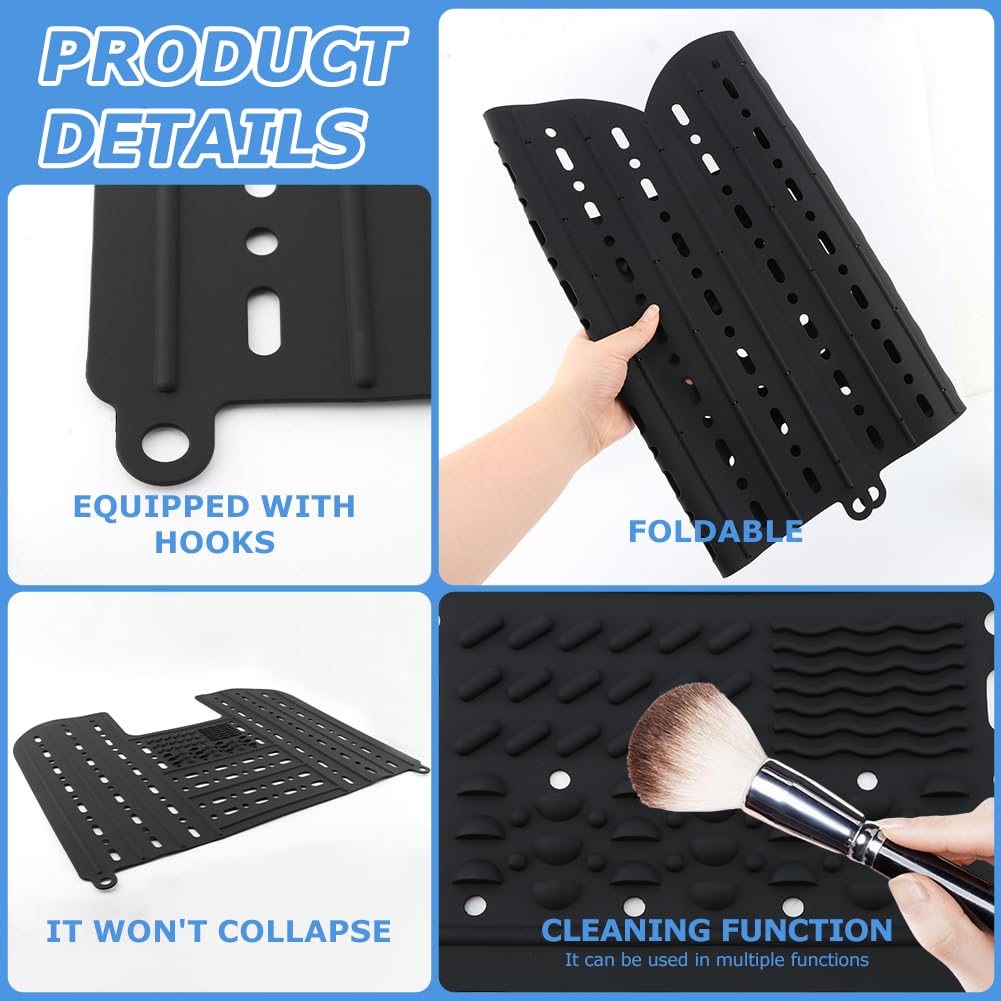 Oryqvane Bathroom Sink Cover for Counter Space,Foldable Silicone Makeup Mat for Hair Styling,Beauty Brush Cleaning Mat,RV Camper Sink Cover & for Small Spaces(Black)