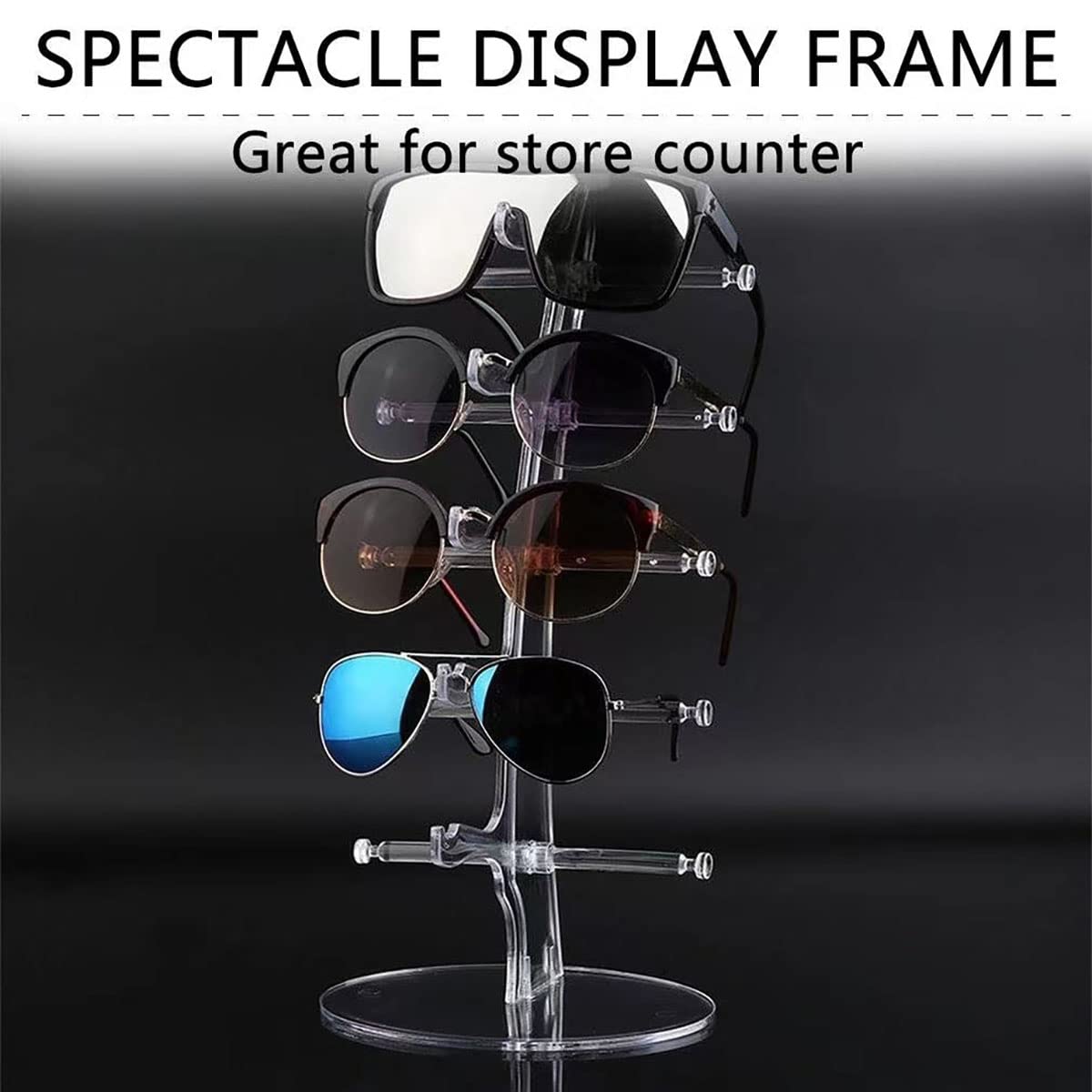 Anetiry 2 Pack Sunglasses Rack Eyeglasses Display Stand Holder Storage Organizer for 5 Glasses Acrylic Jewelry Eyewear Display for Selling Clear