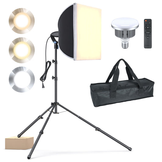 LINCO Lincostore Softbox Photography Lighting Kit with Professional 85W LED Bulbs, Studio Lights for Photography/Video Recording/Live Streaming (16'' x 16'' Professional Softbox Lighting Kit)