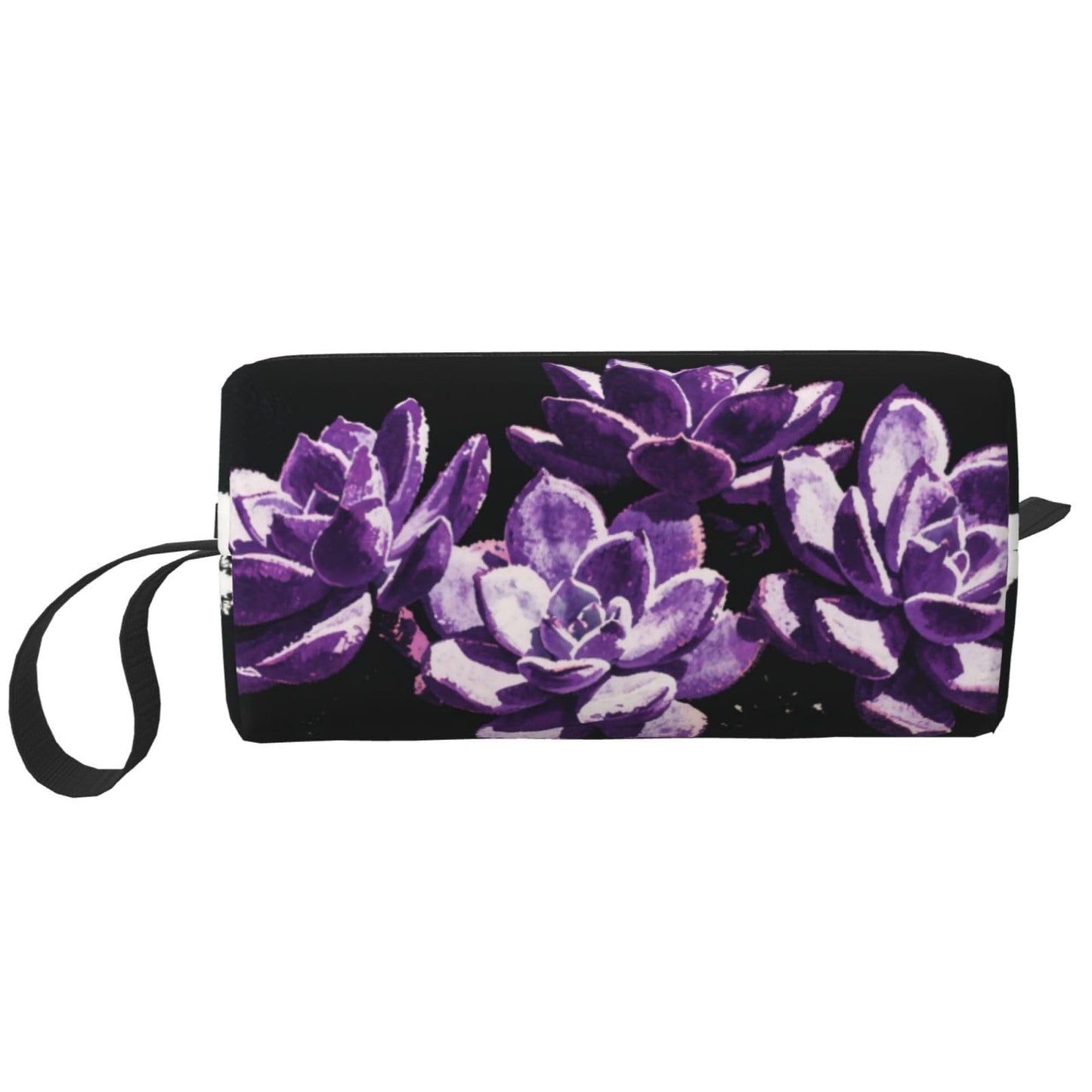 OLUSENMO Purple Succulent Makeup Bag Small Compact & Durable Travel Cosmetic Bag Organizer Oxford Fabric Impact-Resistant Multi-Purpose Storage Perfect for Travel, Gym, Daily Use