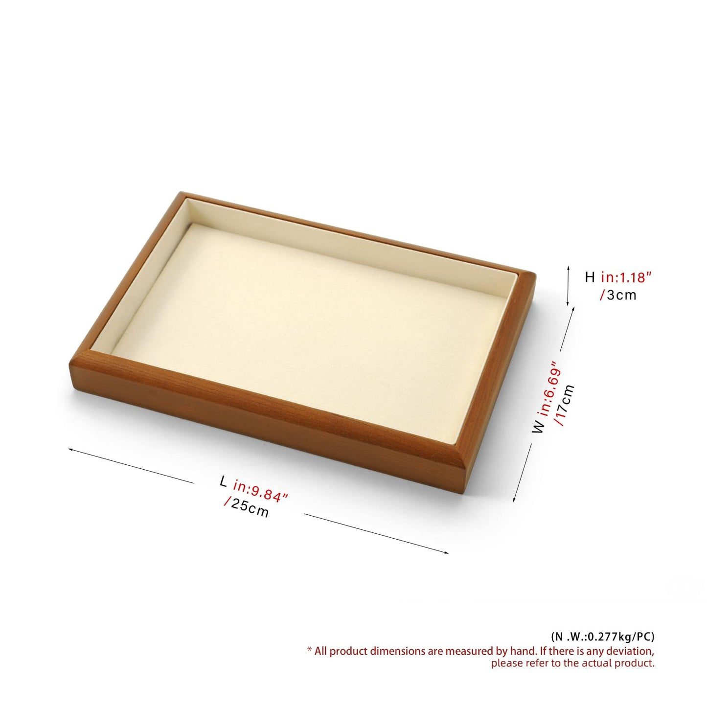 Woodten Solid Wood Flat Jewelry Tray Stackable Jewelry Drawer Organizer Showcase Display Organizer Tray(Beige)
