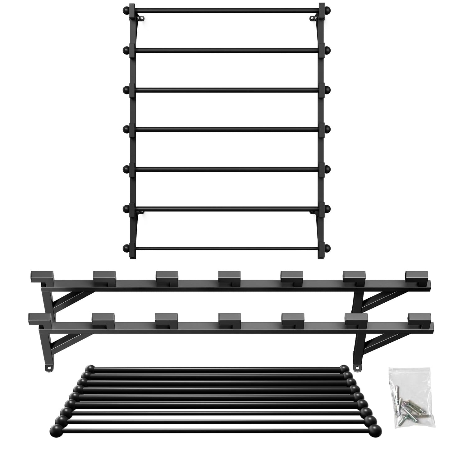 FWTXZTER Wall Mounted Display Rack, 7-Layer Wall Wrapping Paper Ribbon Organizer for Flower Shop, Tie Scarf Rack Belt Towel Holder Retail Stores Metal Shelving