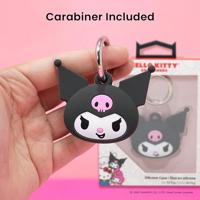 iFace Sanrio Friends Special Edition Silicone Protective Cover [ Compatible with Apple AirTag ][Cute Character Case] [Carabiner Keychain Clip Included] - Kuromi
