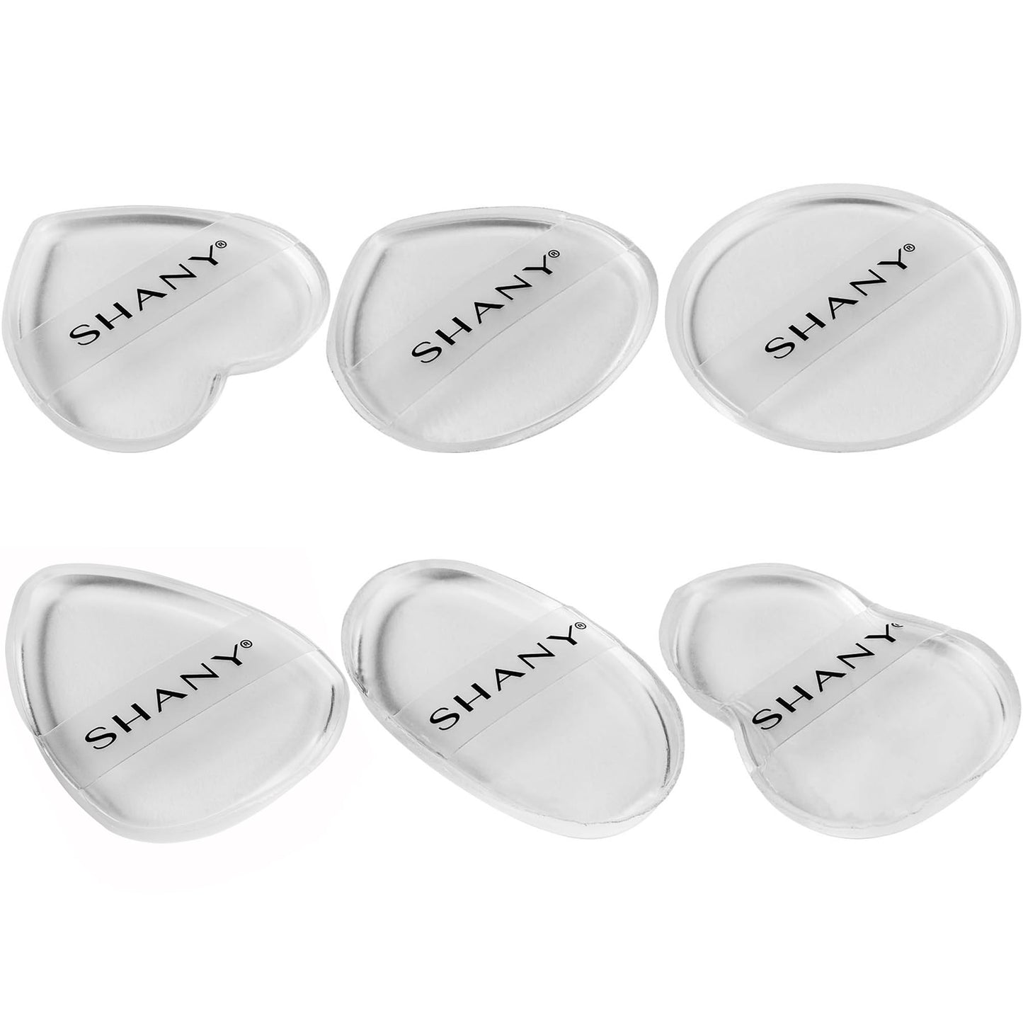 SHANY Stay Jelly Silicone Sponge Set - Clear & Non-Absorbent Makeup Blending Sponges for Flawless Application with Foundation - Assorted Sizes and Shapes - Pack of 6
