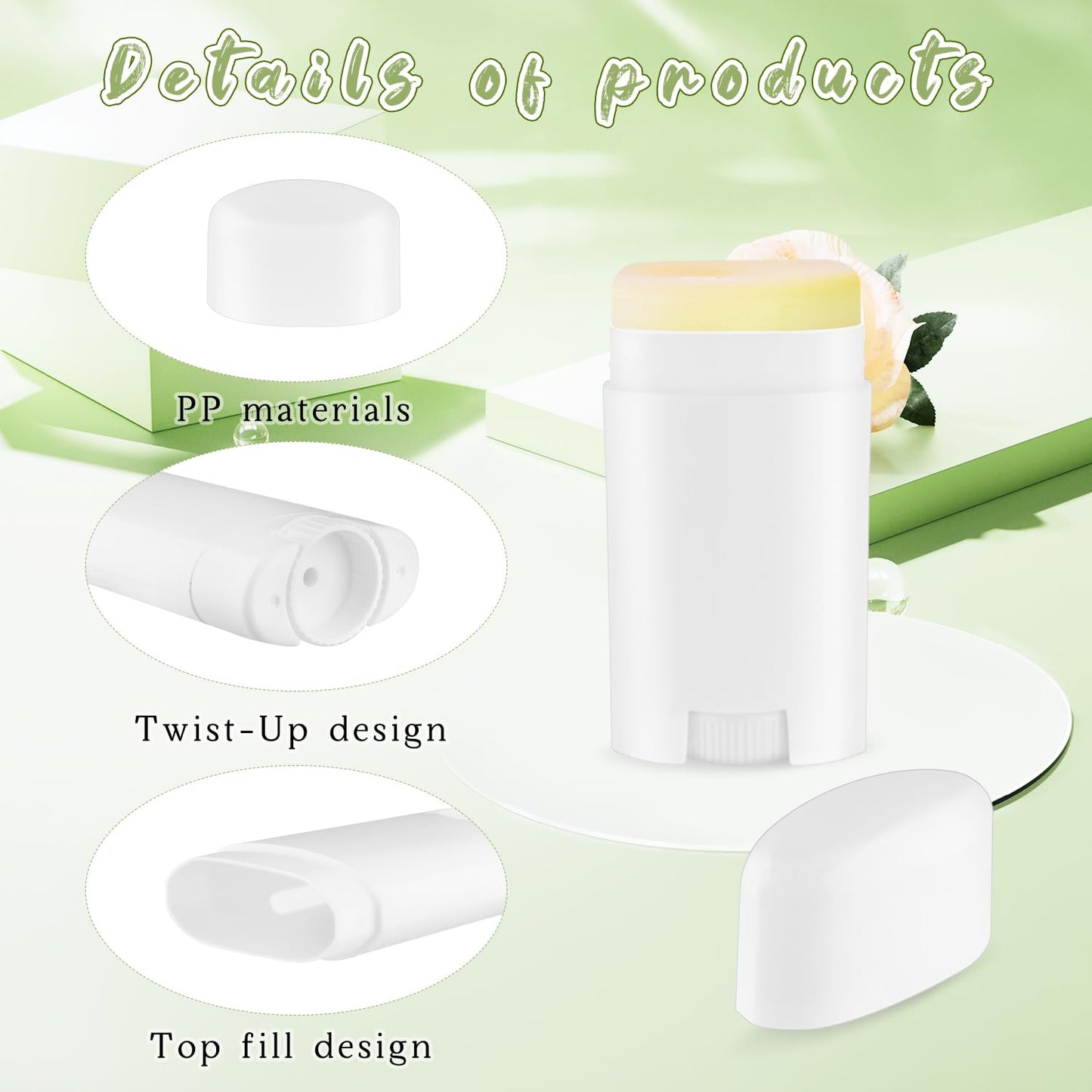glasstore 18 Pack 1.7oz Empty Deodorant Containers Top-Fill DIY Deodorant Tubes Refillable Plastic Cosmetic Containers For Deodorant Lip Balm Aromatherapy Etc.