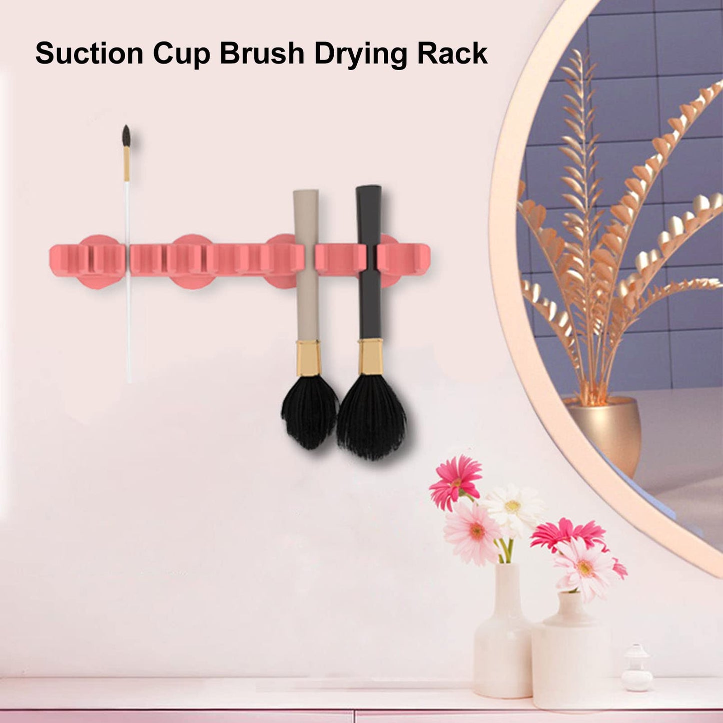 Sonew Silicone Wall Mounted Makeup Brush Rack, Blue, Large, 2 Shelves, Multifunctional, Soft and Gentle, Self-Absorbing Suction Cups, for Cosmetics and Small Items