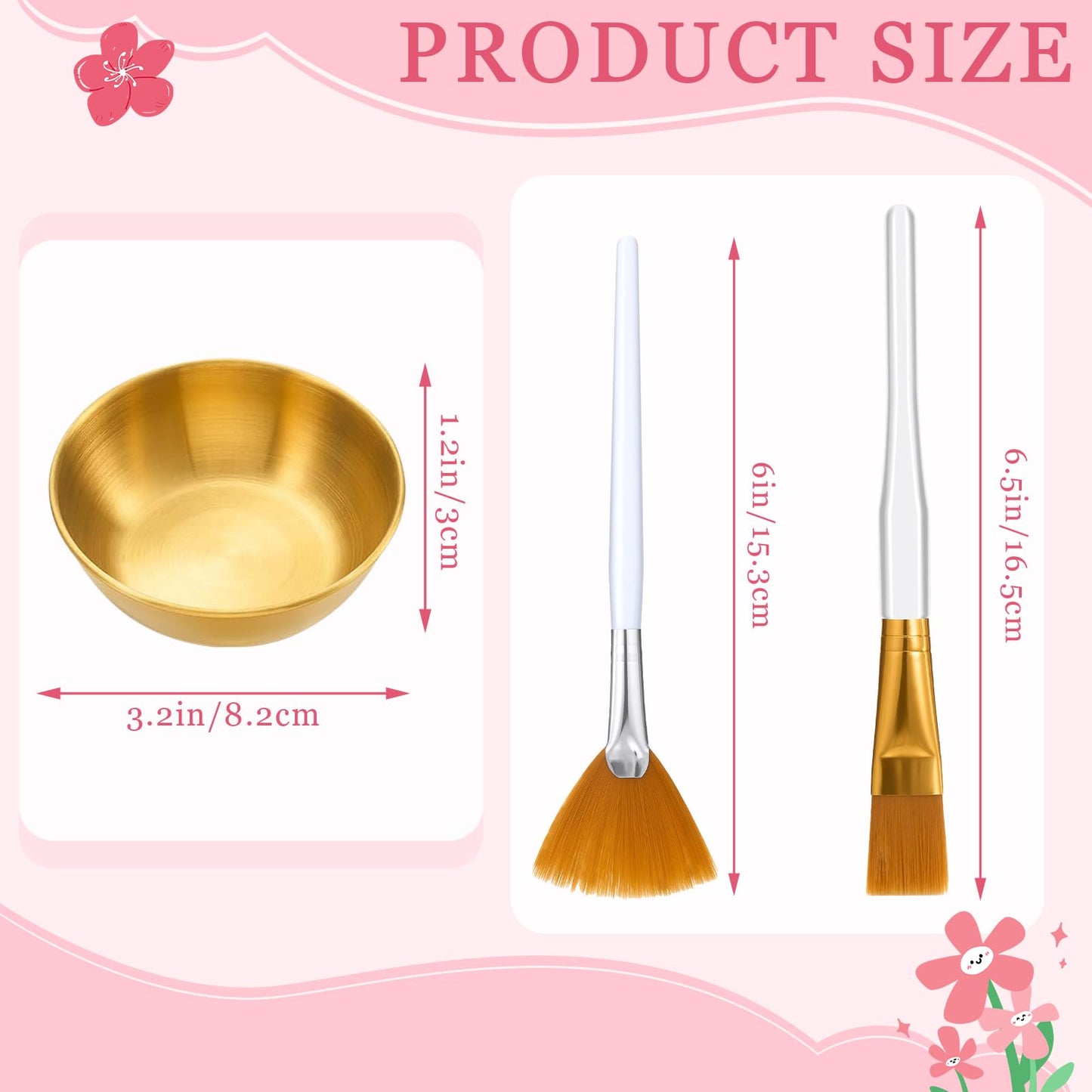 Teenyyou 36pcs Esthetician Supplies Kit, 12 Stainless Steel Gold Facial Mixing Esthetician Bowls & 12 Matching Facial Brushes & 12 Fan Brushes Bulk for Women Professional Spa(Golden)