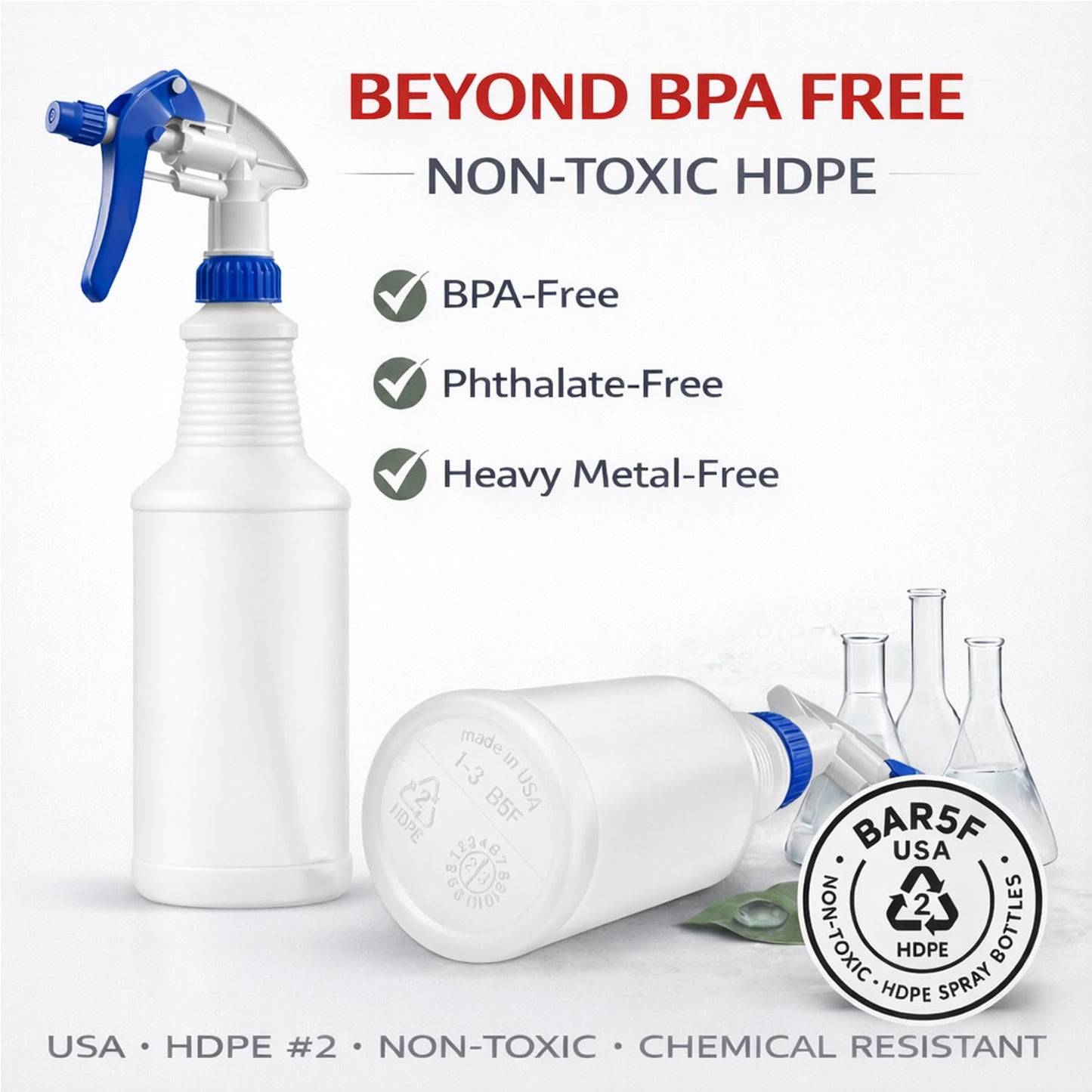 Bar5F Professional Sprayer 24-Ounce - 20 Foot Spray, Bleach Resistant, Adjustable Nozzle, All-Purpose, 3-Pack
