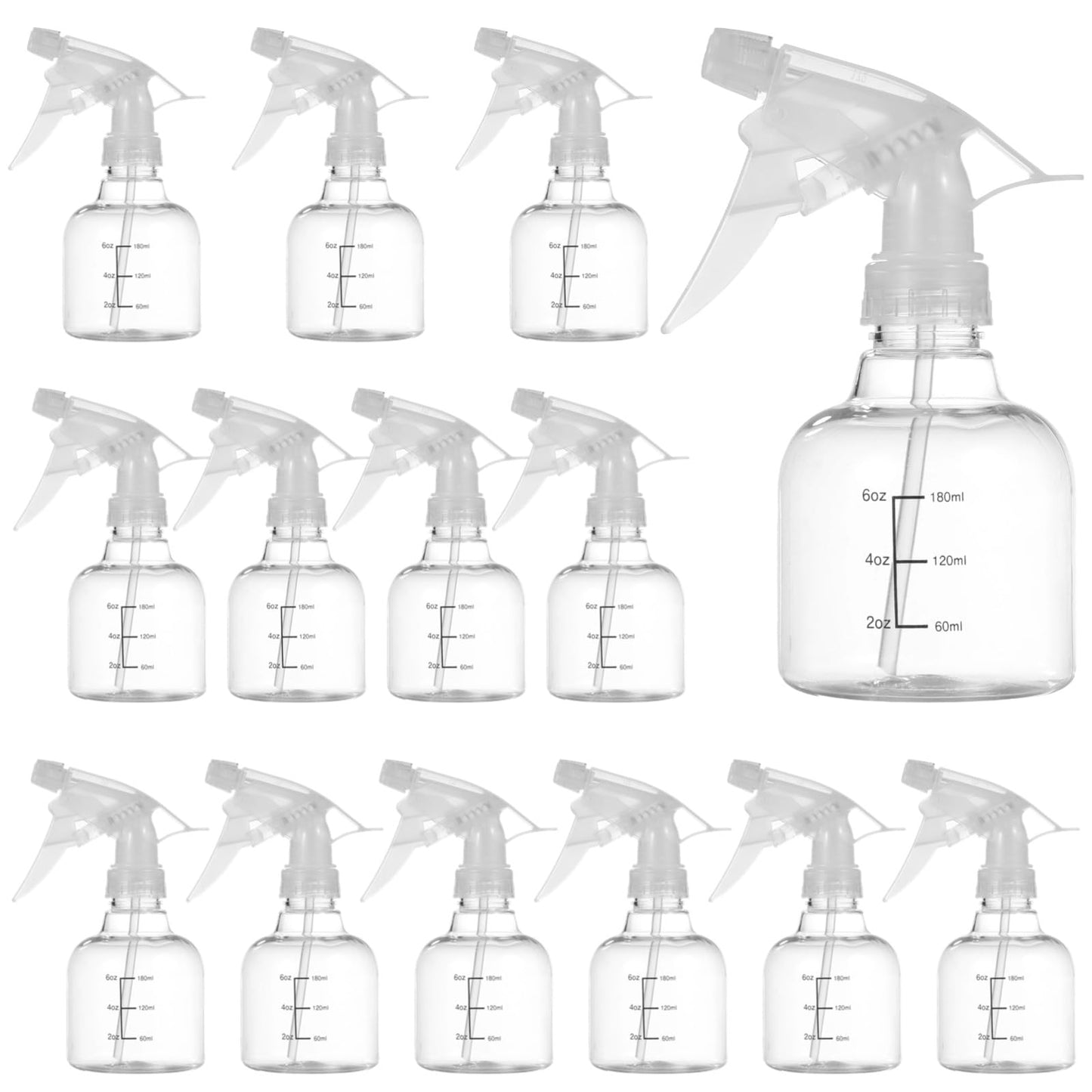 Skdqiee 24 Pcs 8 oz Small Sprayers, Dual Scales Plastic Spray Bottles, Refillable Empty with Adjustable Nozzles, Leak-Proof Storage Bottles for Cleaning, Gardening, Hair Care
