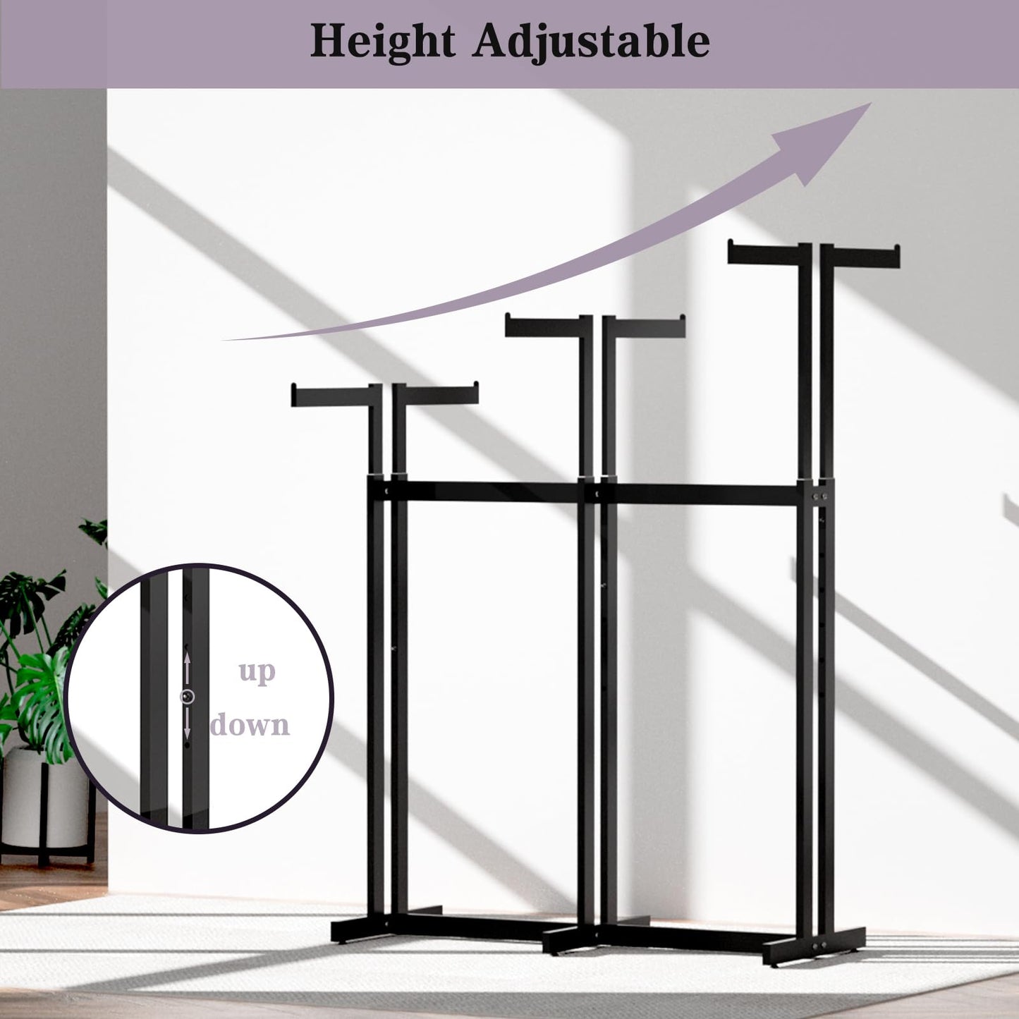 WAVVDIKUL Clothing Racks - Heavy Duty Garment Racks Metal for Retail Display Hanging Clothes, Rolling Black Commercial Clothing Display Rack Stand with Wheels (6 Arm,Black)