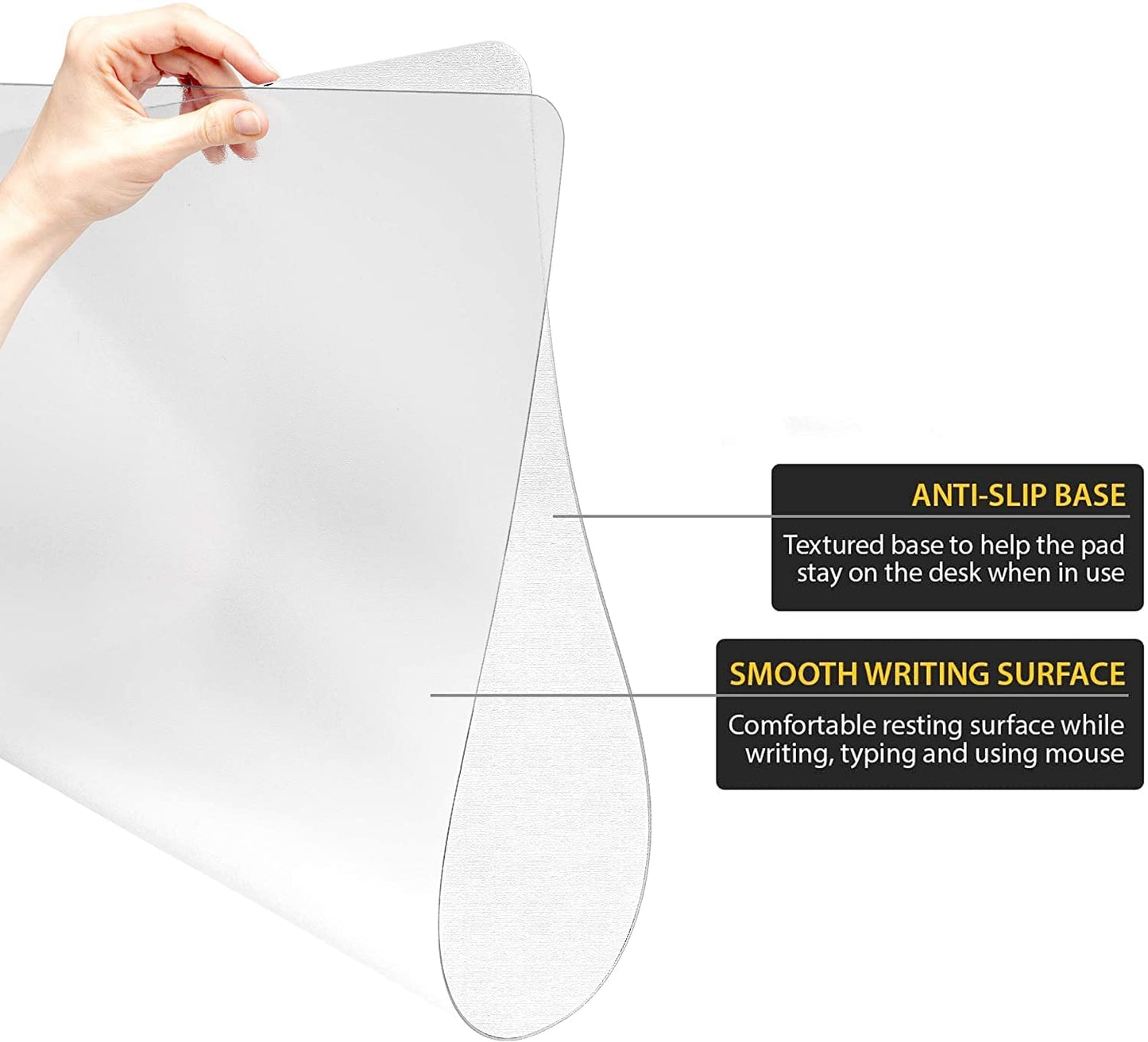 Awnour Clear Desk Mat - Multi-Functional Desk Pad, 32 x 16 inches - Durable Desk Protector with Anti-Slip Base, Transparent View, Spill-Resistant Design