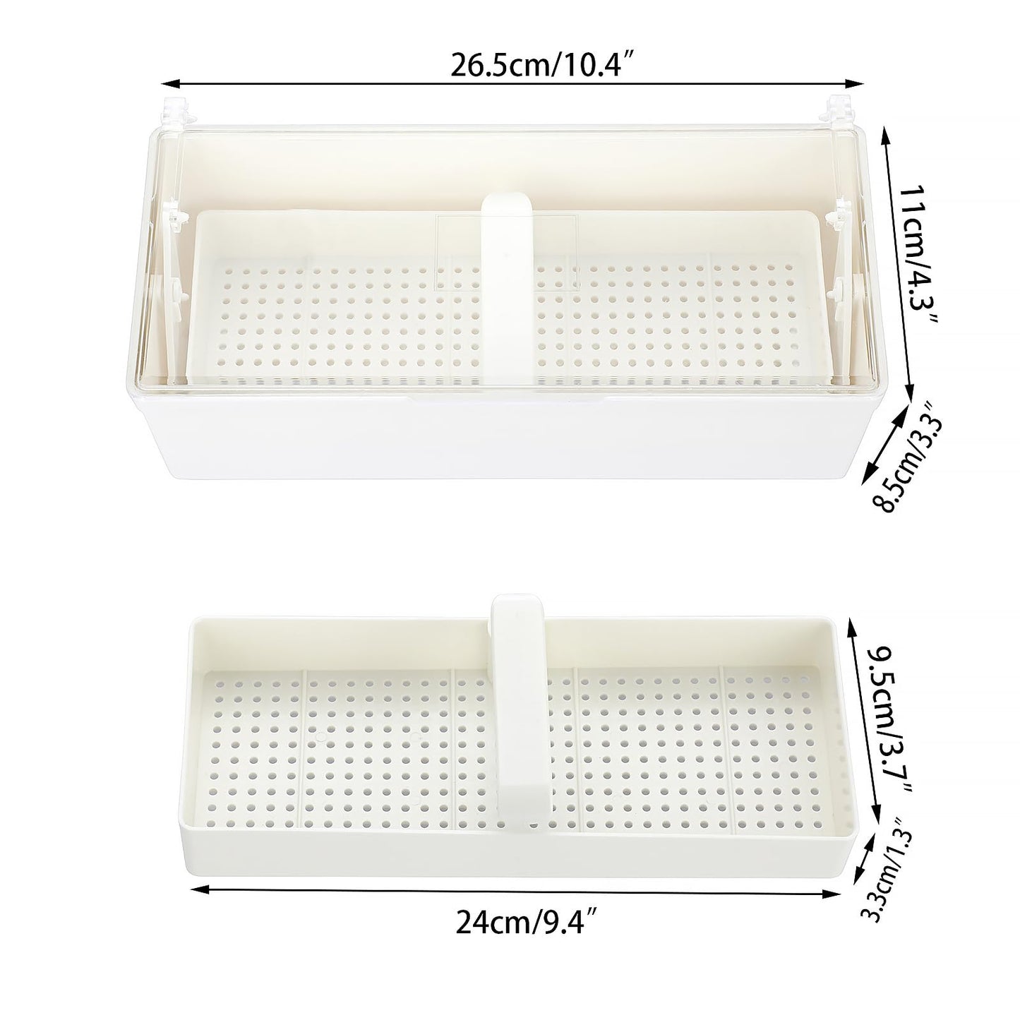 JUXYES Plastic Sterilizing Tray for Nail Art Accessories Tools, Portable Nail Art Tool Sterilizer Tray with Strainer, Storage Box Tool Box for Tweezer Manicure Tools Pedicure Tool