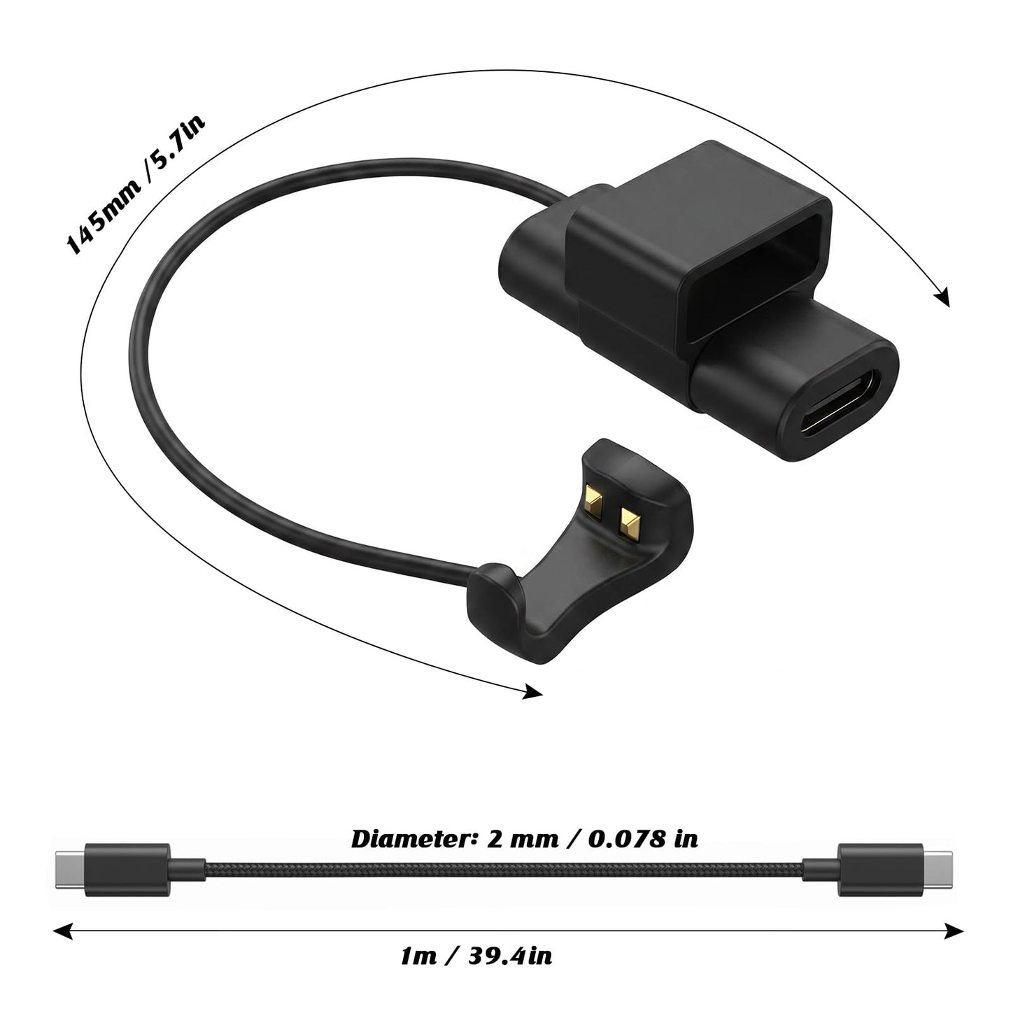 KONAFEI USB-C Charging Cable for Ray-Ban Meta Display Smart Glasses, Replacement for Meta Display Charging Case, Portable Smart Glasses Accessory
