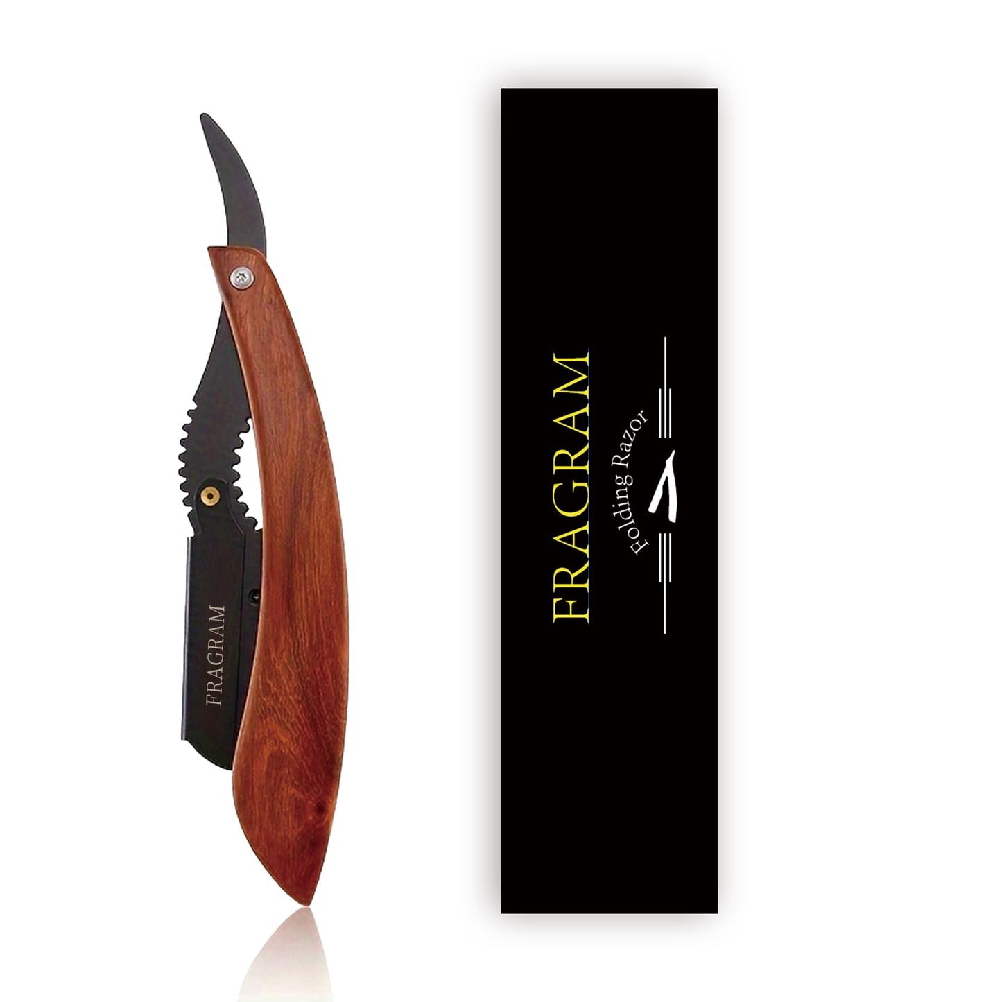 FRAGRAM wooden handle manual shaving razor with replacement blade compatible with S23 stainless steel hair clipper, used for shaving razors (Solid wood razor holder+storage bag+blade 10 pieces）
