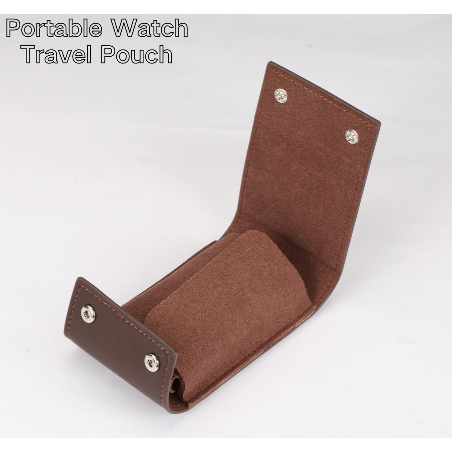 HUYUTAWE Watch Travel Pouch Portable Organizer - Luxury Watch Case Travel Recycled Leather Storage and Display for Men and Women (Single,Coffee)