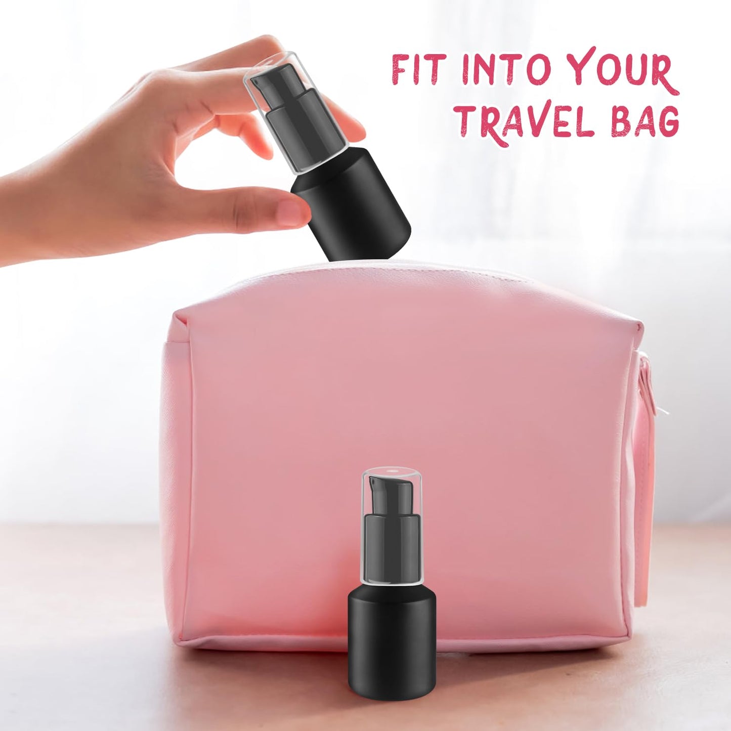 Wresty 6 Pcs Empty Glass Pump Bottles Refillable Cream Lotion Bottles Travel Sample Bottle Cosmetic Dispenser Bottle Containers For Lotion Cream Emulsion Essence (Black, 15ml/0.5oz)