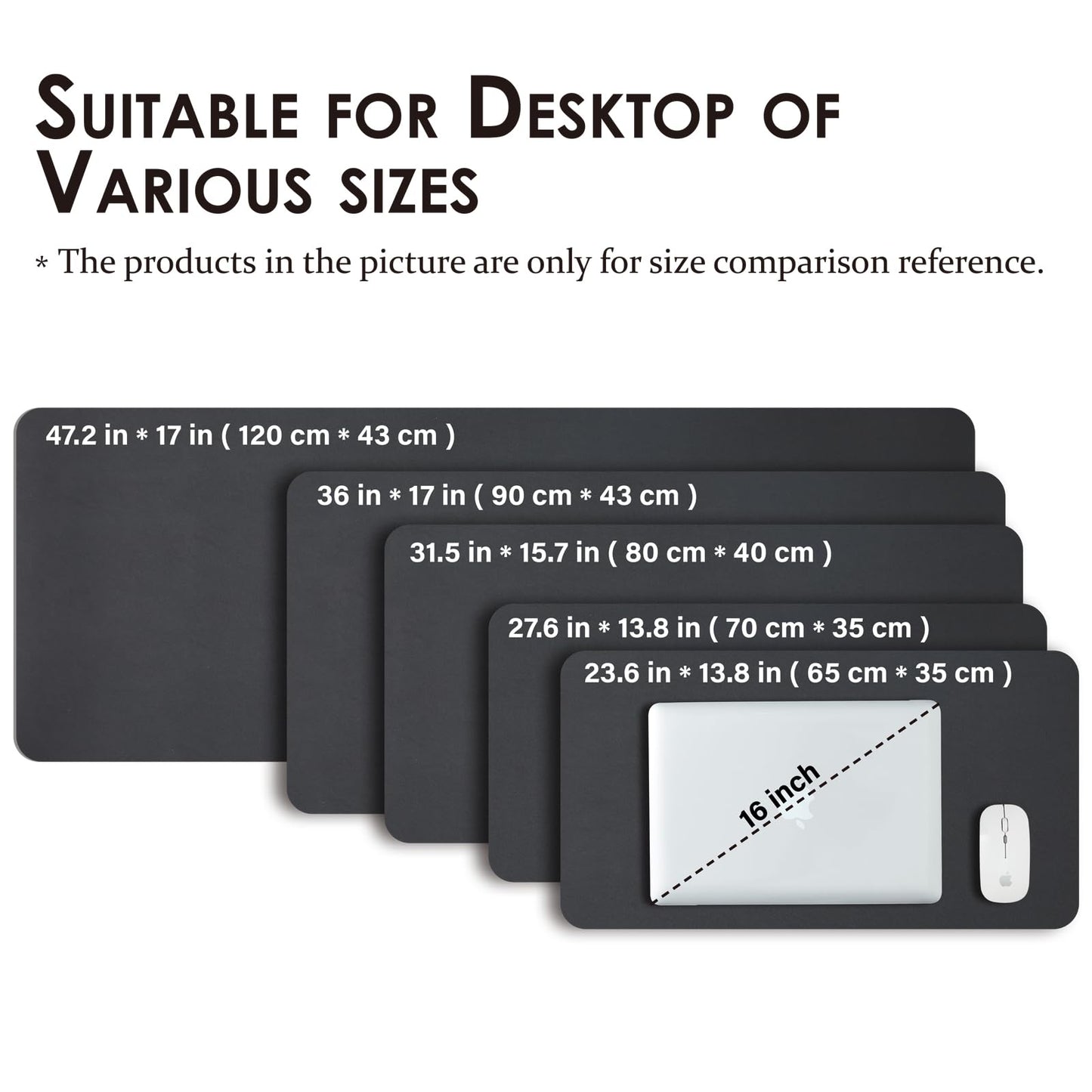 HOMIEAZICOZI Leather Desk Mat - Non-Slip PU Desk Pad for Office and Home - Desk Organization and Accessories - Ideal for Large Mouse Pad and Desk Mats on Top of Desks (Black,36''x 17'') (DPD-B-L)